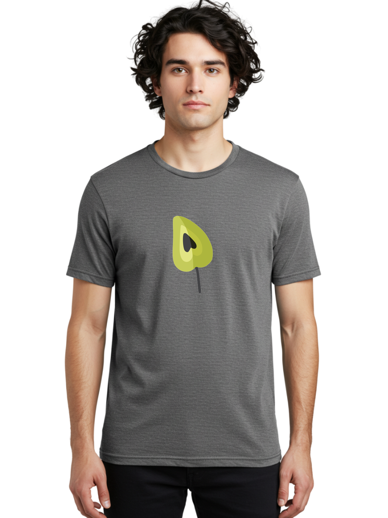 Avocado-Half Men'S Graphic Tee, 100% Cotton, Comfortable Casual Summer Wear, Machine Washable, Avocado Illustration, Halved Avocado, Heart Shape Pit, Simple Design, Minimalist Art, Food Graphic, Healthy Eating, Nutrition Symbol Aad670