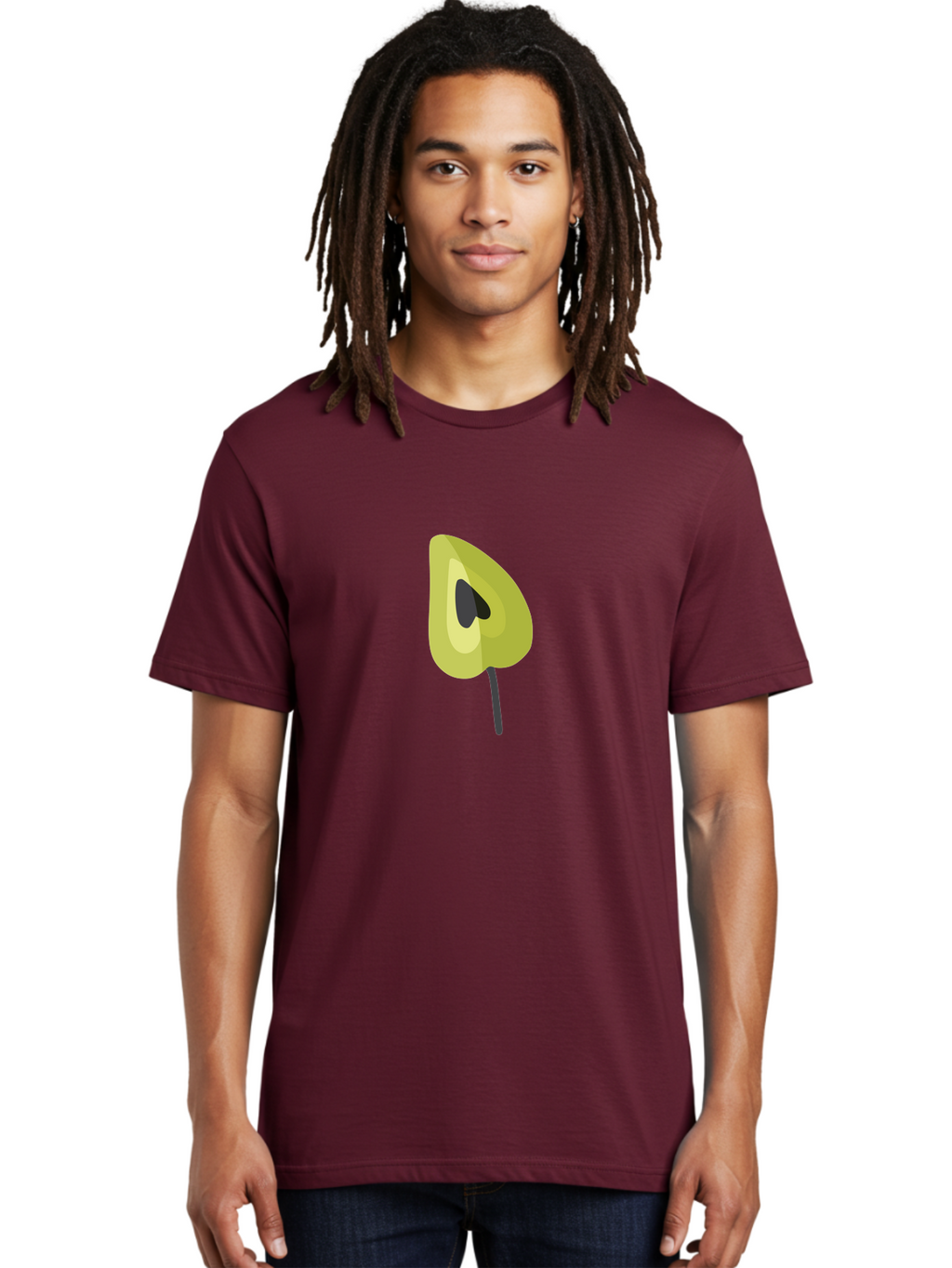 Avocado-Half Men'S Graphic Tee, 100% Cotton, Comfortable Casual Summer Wear, Machine Washable, Avocado Illustration, Halved Avocado, Heart Shape Pit, Simple Design, Minimalist Art, Food Graphic, Healthy Eating, Nutrition Symbol Aad670