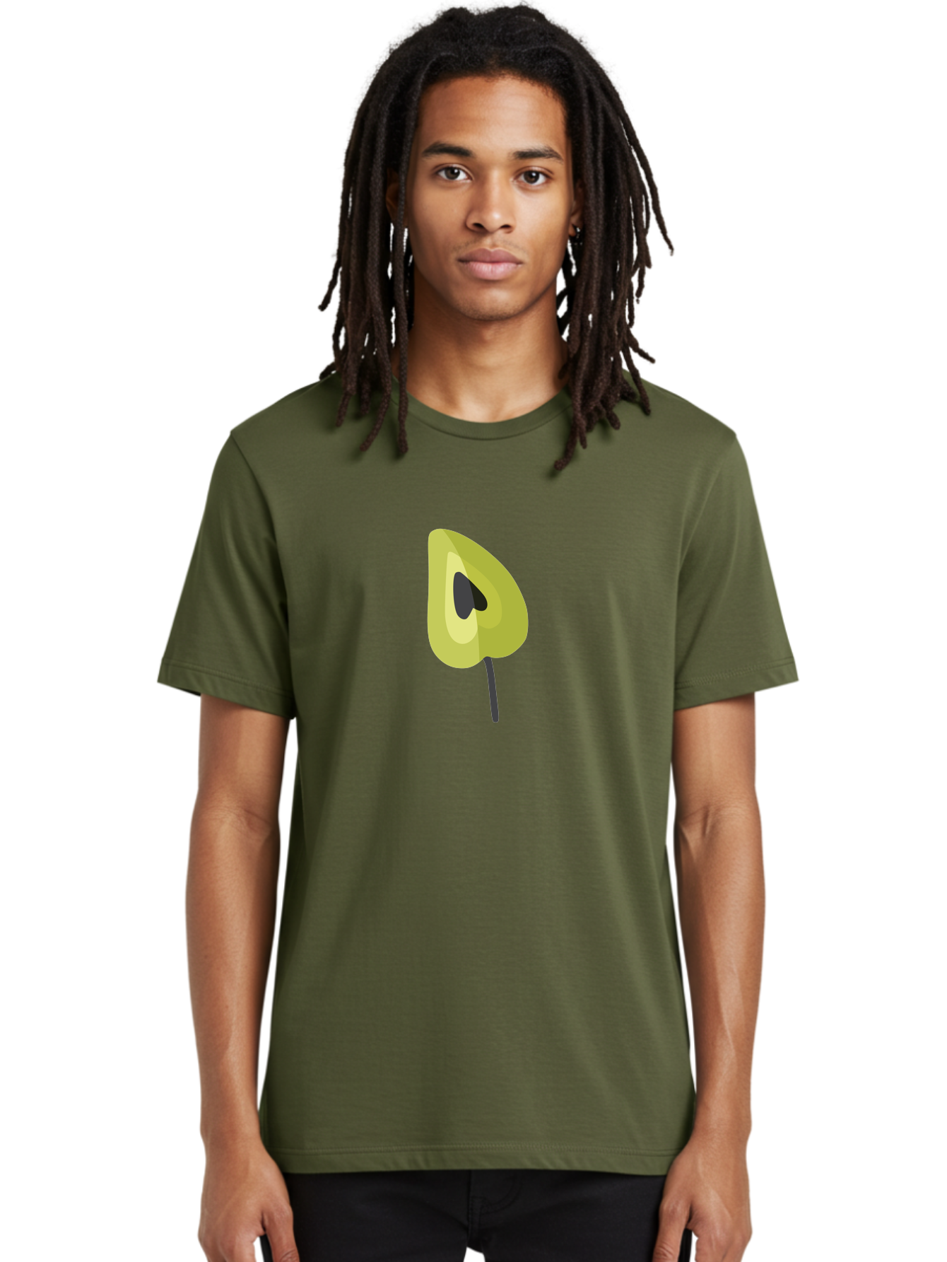 Avocado-Half Men'S Graphic Tee, 100% Cotton, Comfortable Casual Summer Wear, Machine Washable, Avocado Illustration, Halved Avocado, Heart Shape Pit, Simple Design, Minimalist Art, Food Graphic, Healthy Eating, Nutrition Symbol Aad670