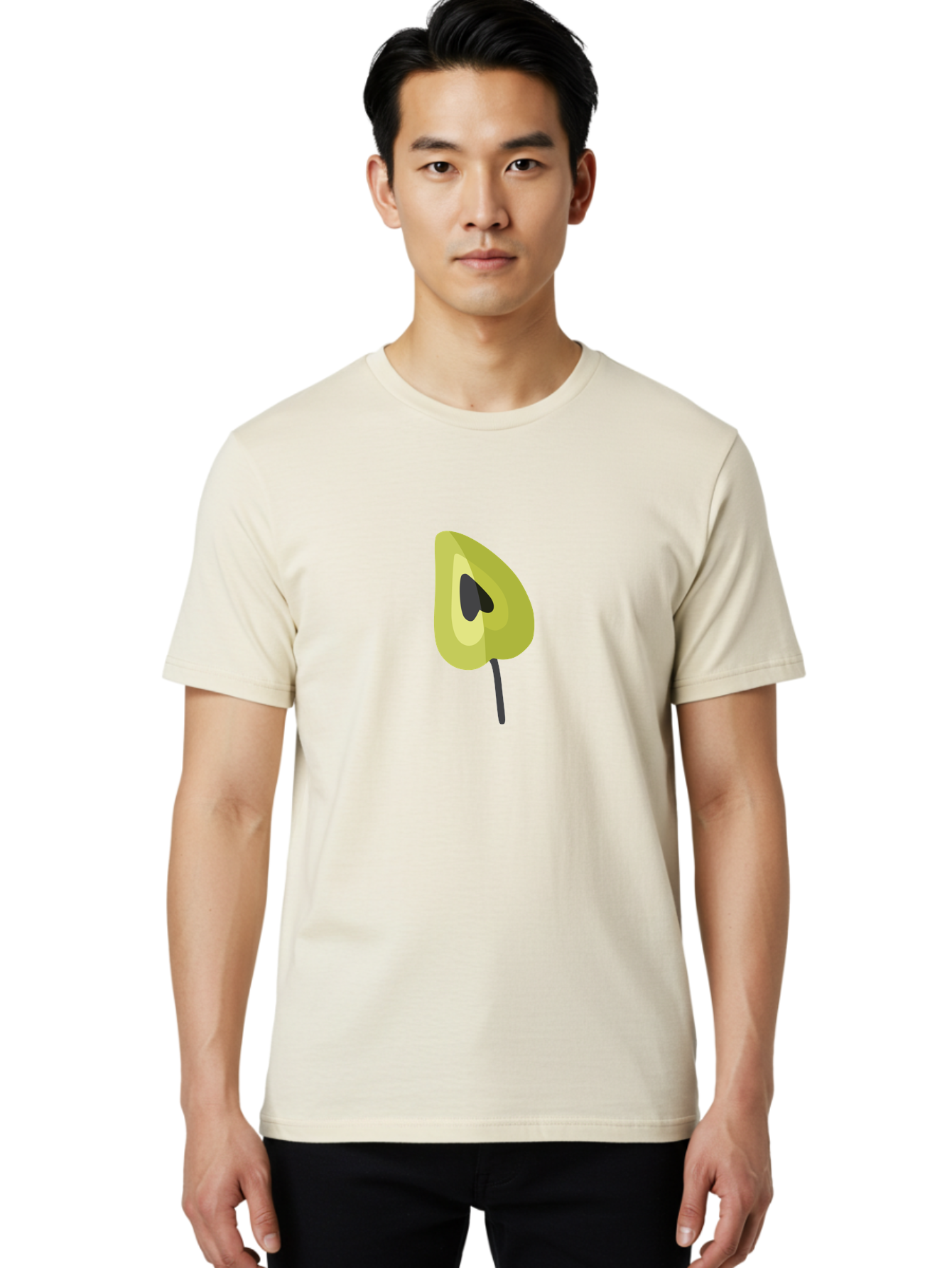 Avocado-Half Men'S Graphic Tee, 100% Cotton, Comfortable Casual Summer Wear, Machine Washable, Avocado Illustration, Halved Avocado, Heart Shape Pit, Simple Design, Minimalist Art, Food Graphic, Healthy Eating, Nutrition Symbol Aad670