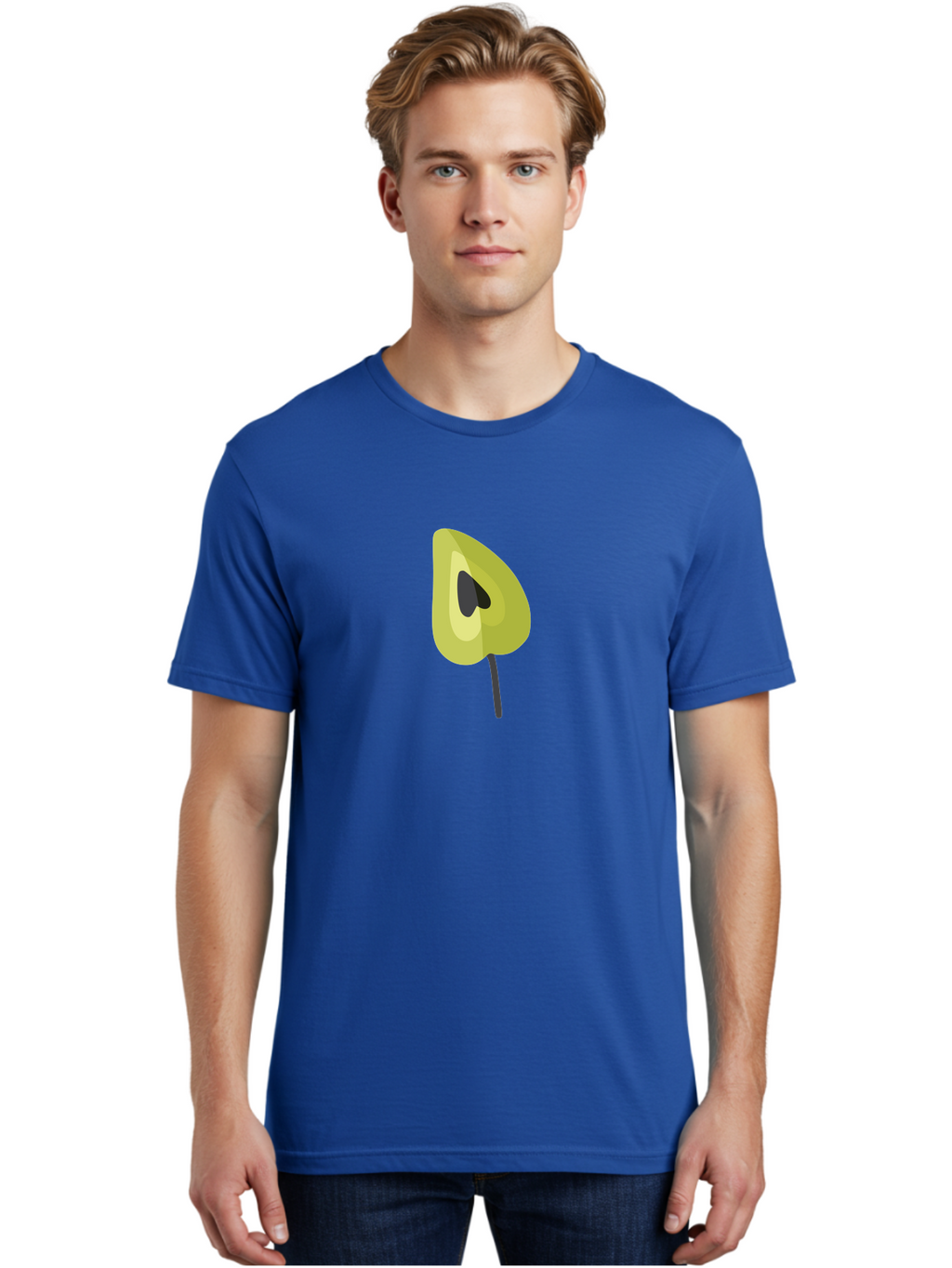 Avocado-Half Men'S Graphic Tee, 100% Cotton, Comfortable Casual Summer Wear, Machine Washable, Avocado Illustration, Halved Avocado, Heart Shape Pit, Simple Design, Minimalist Art, Food Graphic, Healthy Eating, Nutrition Symbol Aad670