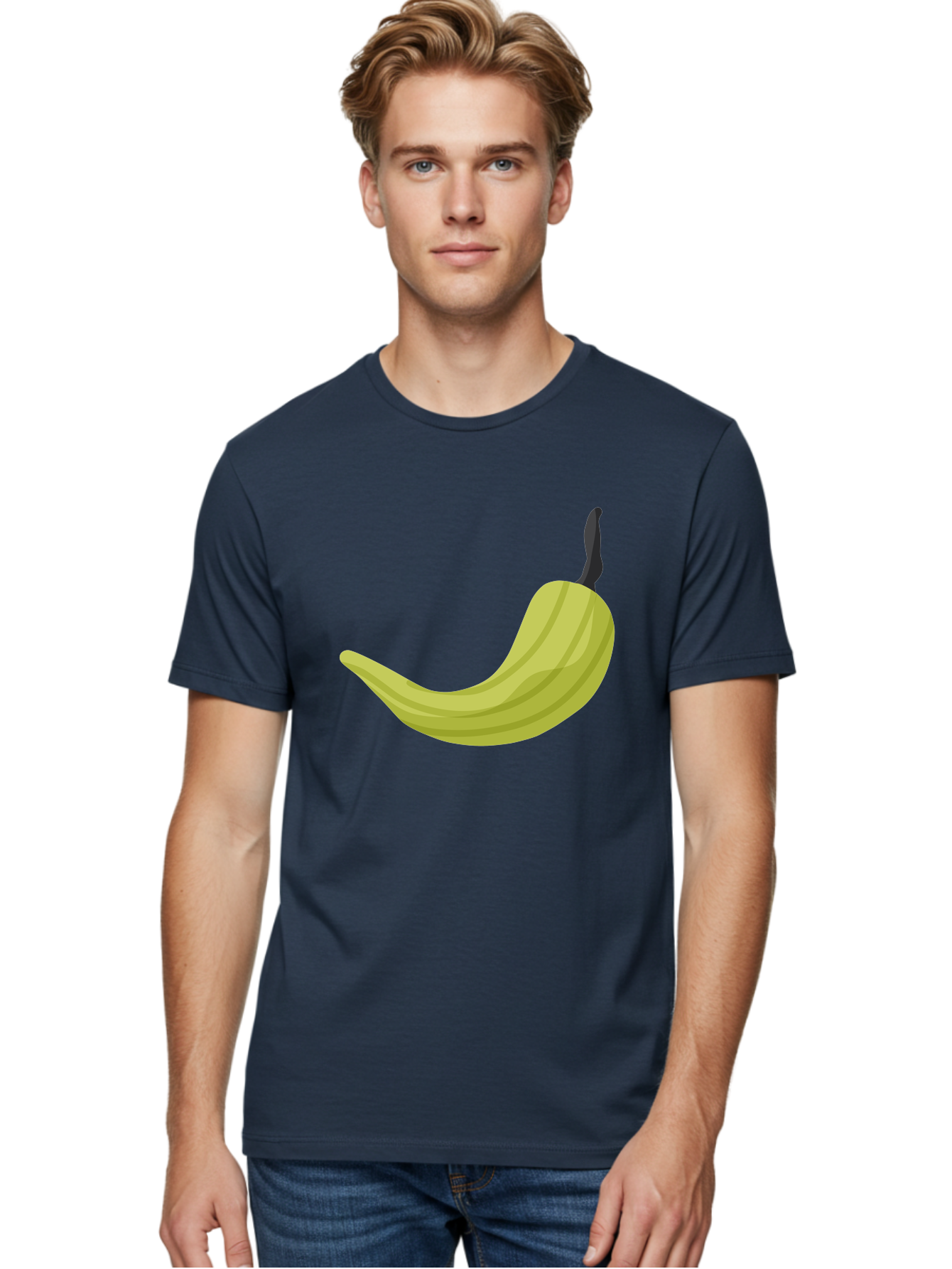Banana Men'S Graphic Tee, 100% Cotton, Comfortable Casual Summer Wear, Machine Washable, Yellow Banana, Ripe Fruit, Healthy Snack, Digital Illustration, Cartoon Style, Simple Design, Fruit Icon Aad672