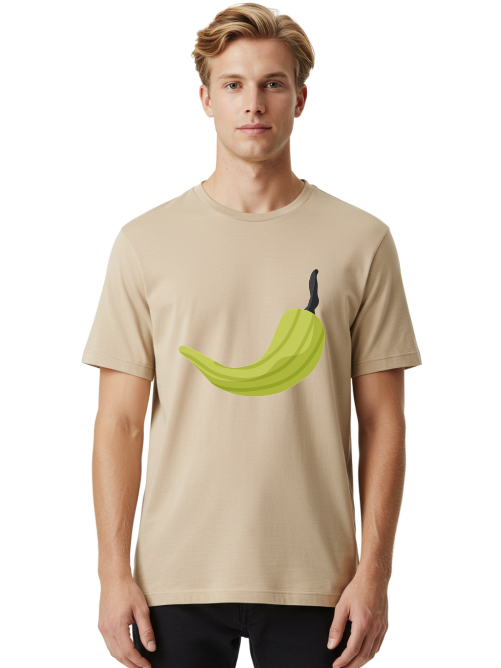 Banana Men'S Graphic Tee, 100% Cotton, Comfortable Casual Summer Wear, Machine Washable, Yellow Banana, Ripe Fruit, Healthy Snack, Digital Illustration, Cartoon Style, Simple Design, Fruit Icon Aad672