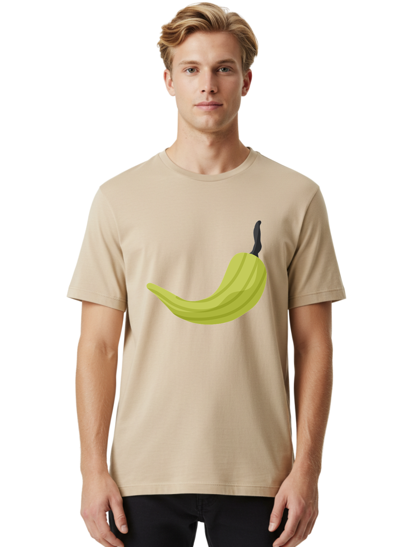 Banana Men'S Graphic Tee, 100% Cotton, Comfortable Casual Summer Wear, Machine Washable, Yellow Banana, Ripe Fruit, Healthy Snack, Digital Illustration, Cartoon Style, Simple Design, Fruit Icon Aad672