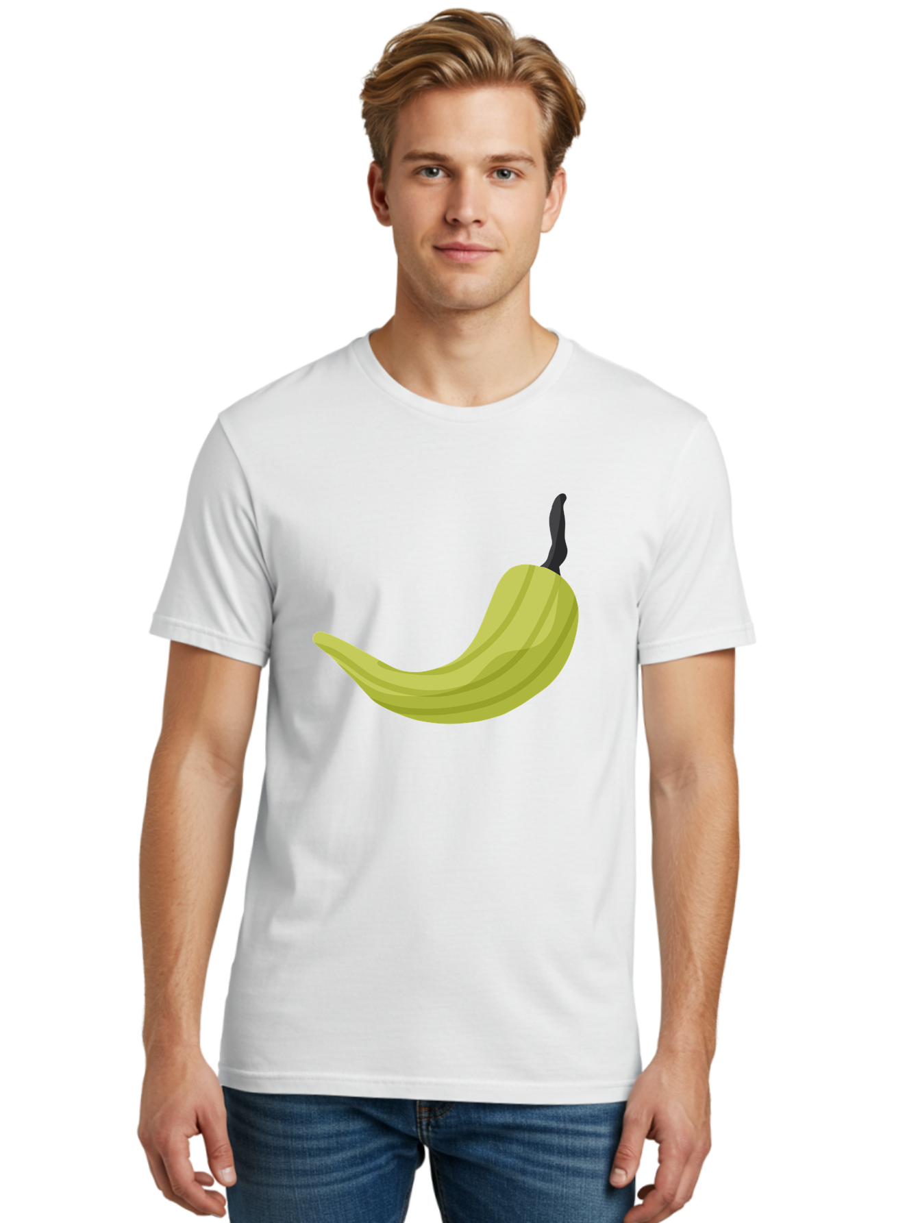 Banana Men'S Graphic Tee, 100% Cotton, Comfortable Casual Summer Wear, Machine Washable, Yellow Banana, Ripe Fruit, Healthy Snack, Digital Illustration, Cartoon Style, Simple Design, Fruit Icon Aad672