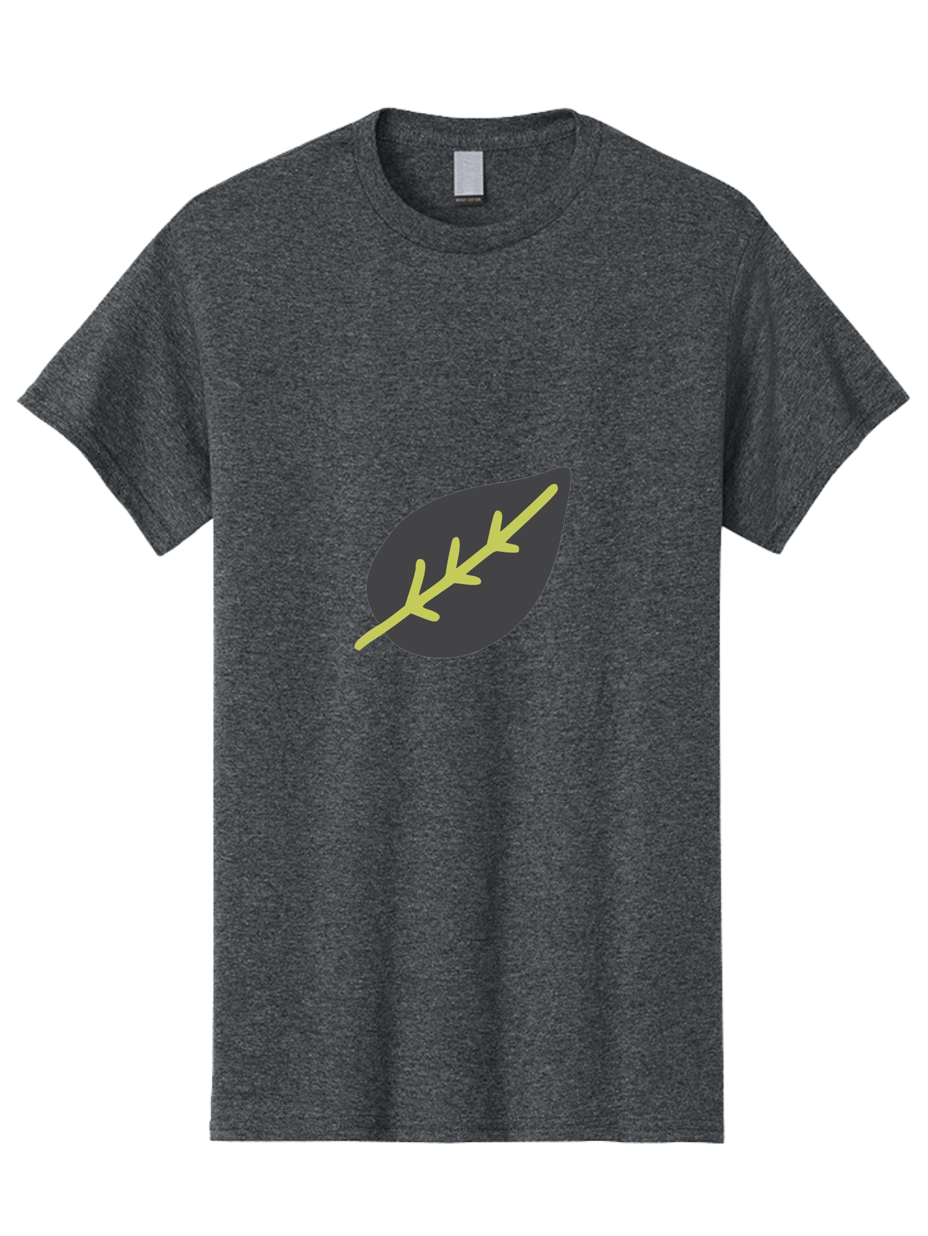 Black-Leaf Men'S Graphic Tee, 100% Cotton, Comfortable Casual Summer Wear, Machine Washable, Simple Leaf Design, Minimalist Illustration, Dark Leaf With Yellow Veins, Leaf Icon, Nature Symbol, Eco-Friendly Graphic Aad675