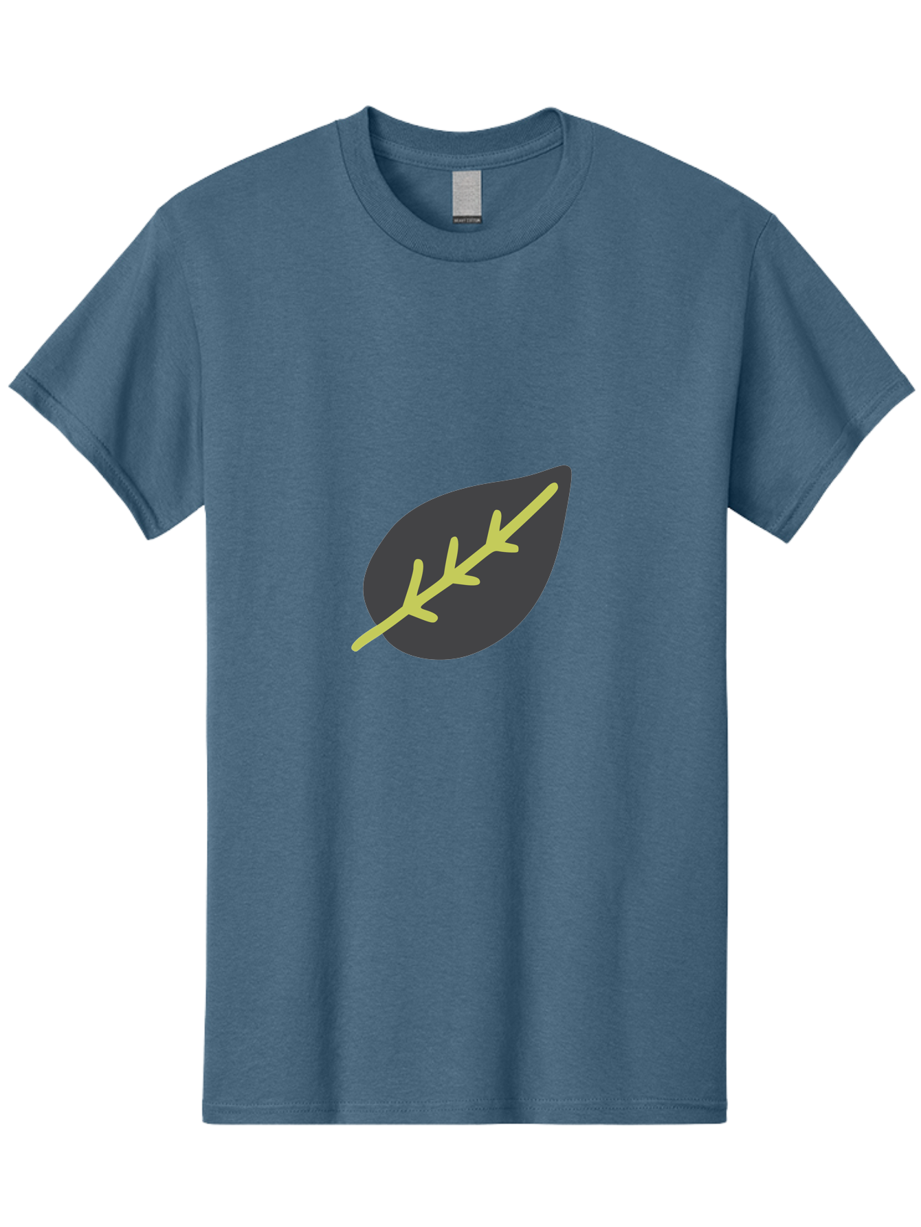 Black-Leaf Men'S Graphic Tee, 100% Cotton, Comfortable Casual Summer Wear, Machine Washable, Simple Leaf Design, Minimalist Illustration, Dark Leaf With Yellow Veins, Leaf Icon, Nature Symbol, Eco-Friendly Graphic Aad675