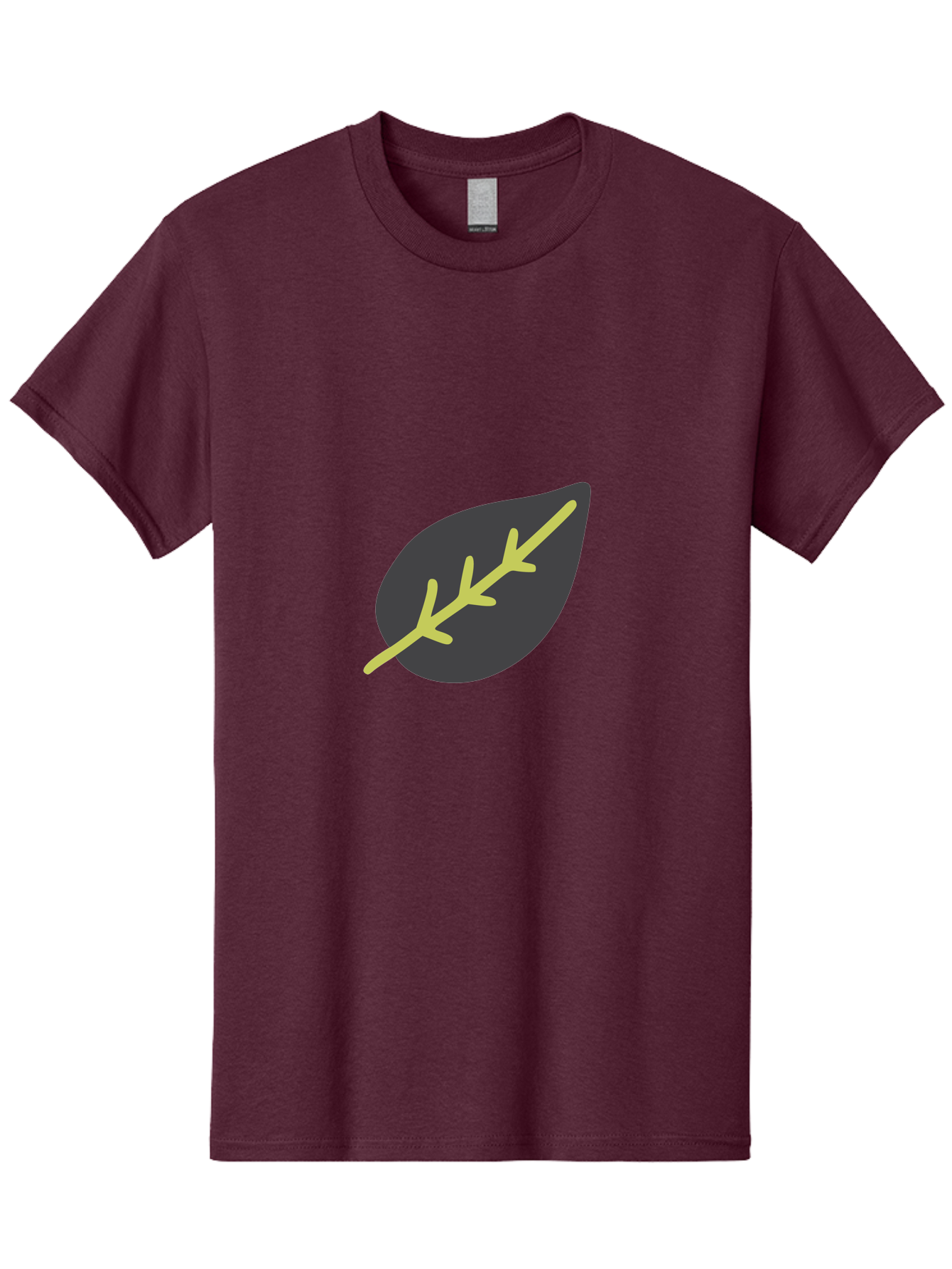 Black-Leaf Men'S Graphic Tee, 100% Cotton, Comfortable Casual Summer Wear, Machine Washable, Simple Leaf Design, Minimalist Illustration, Dark Leaf With Yellow Veins, Leaf Icon, Nature Symbol, Eco-Friendly Graphic Aad675