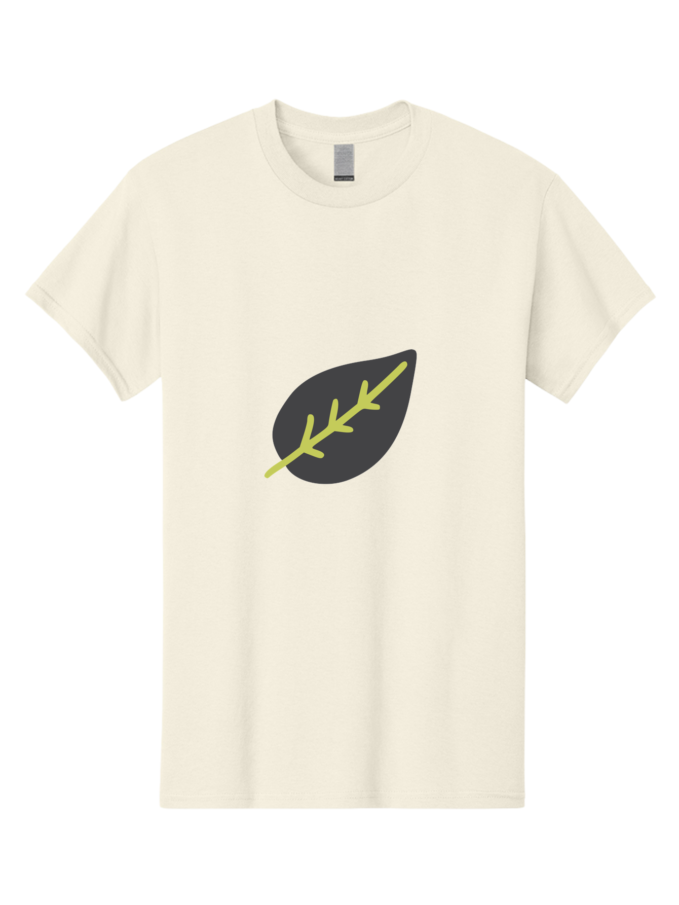 Black-Leaf Men'S Graphic Tee, 100% Cotton, Comfortable Casual Summer Wear, Machine Washable, Simple Leaf Design, Minimalist Illustration, Dark Leaf With Yellow Veins, Leaf Icon, Nature Symbol, Eco-Friendly Graphic Aad675