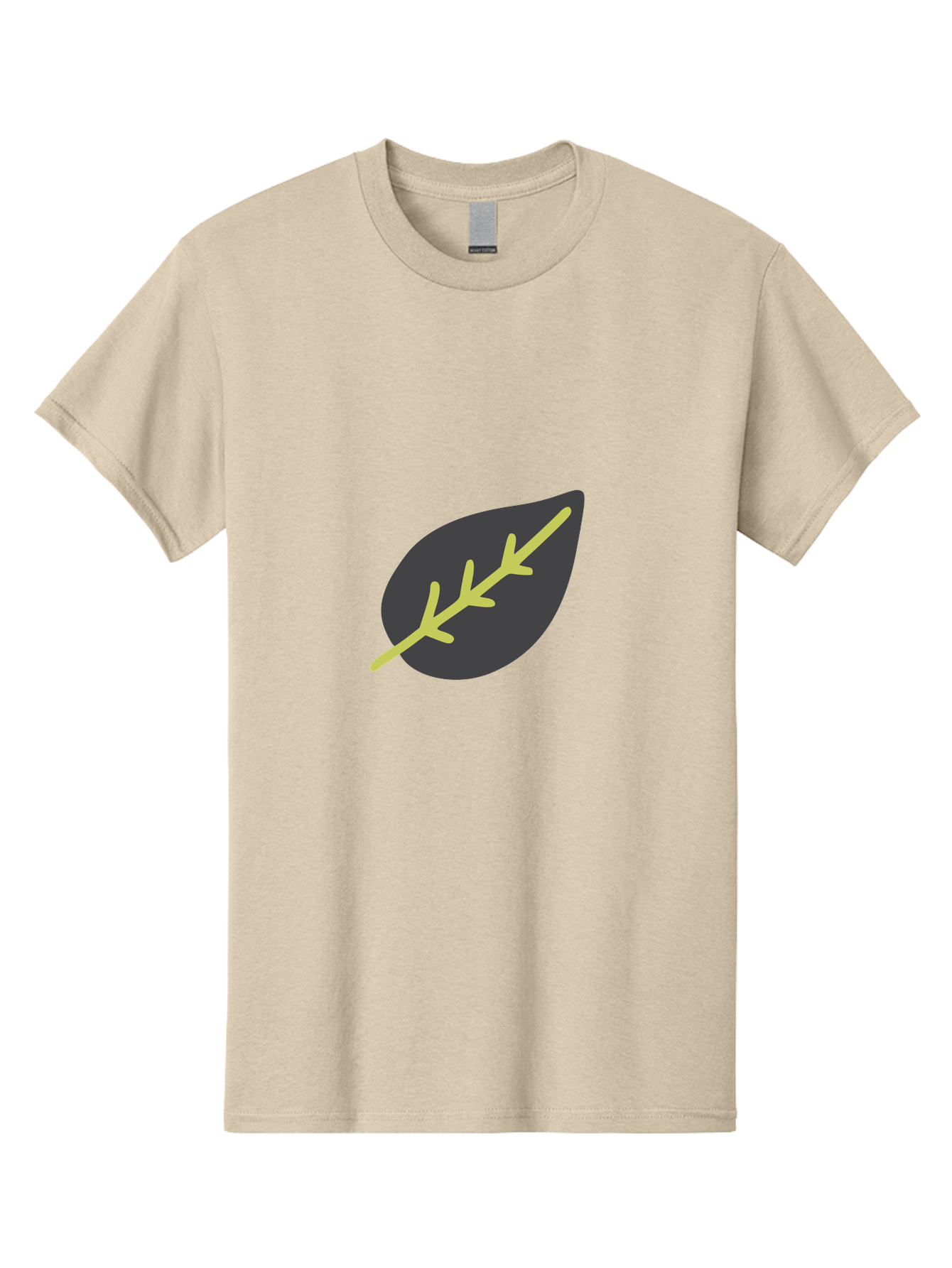Black-Leaf Men'S Graphic Tee, 100% Cotton, Comfortable Casual Summer Wear, Machine Washable, Simple Leaf Design, Minimalist Illustration, Dark Leaf With Yellow Veins, Leaf Icon, Nature Symbol, Eco-Friendly Graphic Aad675
