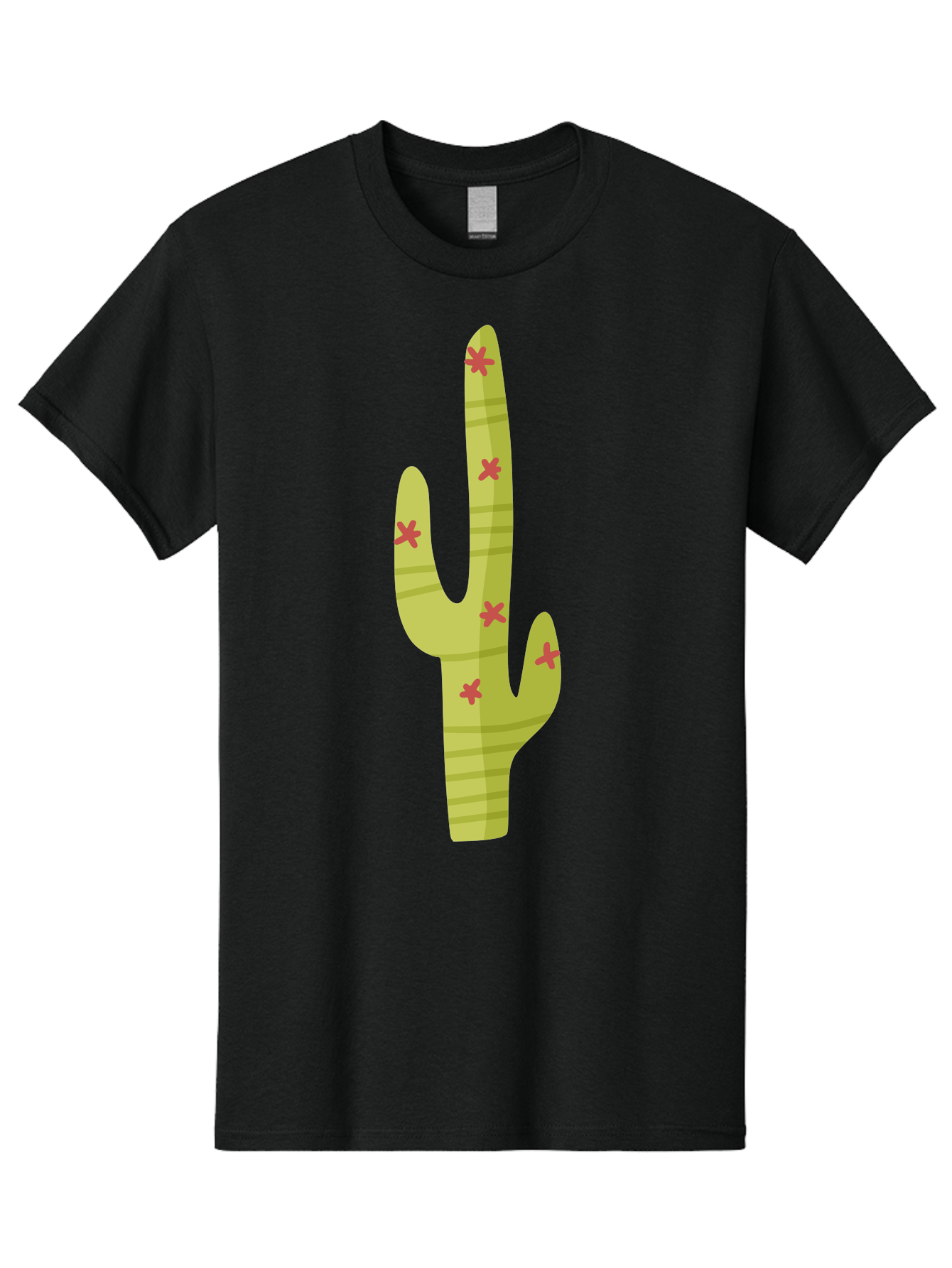 Cactus-1 Men'S Graphic Tee, 100% Cotton, Comfortable Casual Summer Wear, Machine Washable, Cartoon Cactus, Desert Flora, Prickly Plant, Red Flowers, Green Cactus, Southwestern Icon, Graphic Design Element, Simple Illustration, Stylized Cactus Aad677