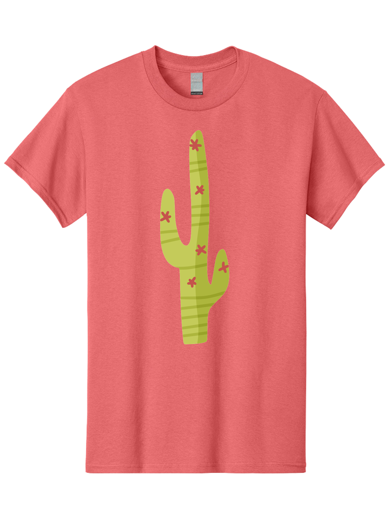 Cactus-1 Men'S Graphic Tee, 100% Cotton, Comfortable Casual Summer Wear, Machine Washable, Cartoon Cactus, Desert Flora, Prickly Plant, Red Flowers, Green Cactus, Southwestern Icon, Graphic Design Element, Simple Illustration, Stylized Cactus Aad677