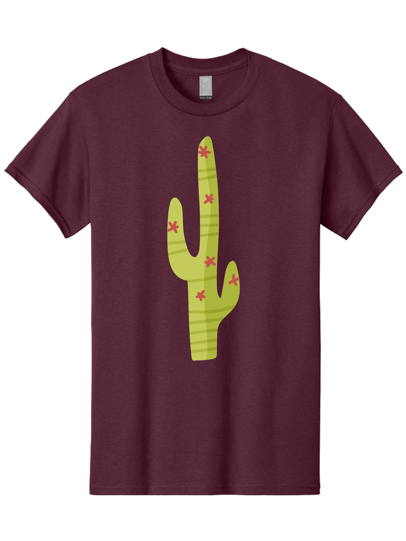 Cactus-1 Men'S Graphic Tee, 100% Cotton, Comfortable Casual Summer Wear, Machine Washable, Cartoon Cactus, Desert Flora, Prickly Plant, Red Flowers, Green Cactus, Southwestern Icon, Graphic Design Element, Simple Illustration, Stylized Cactus Aad677
