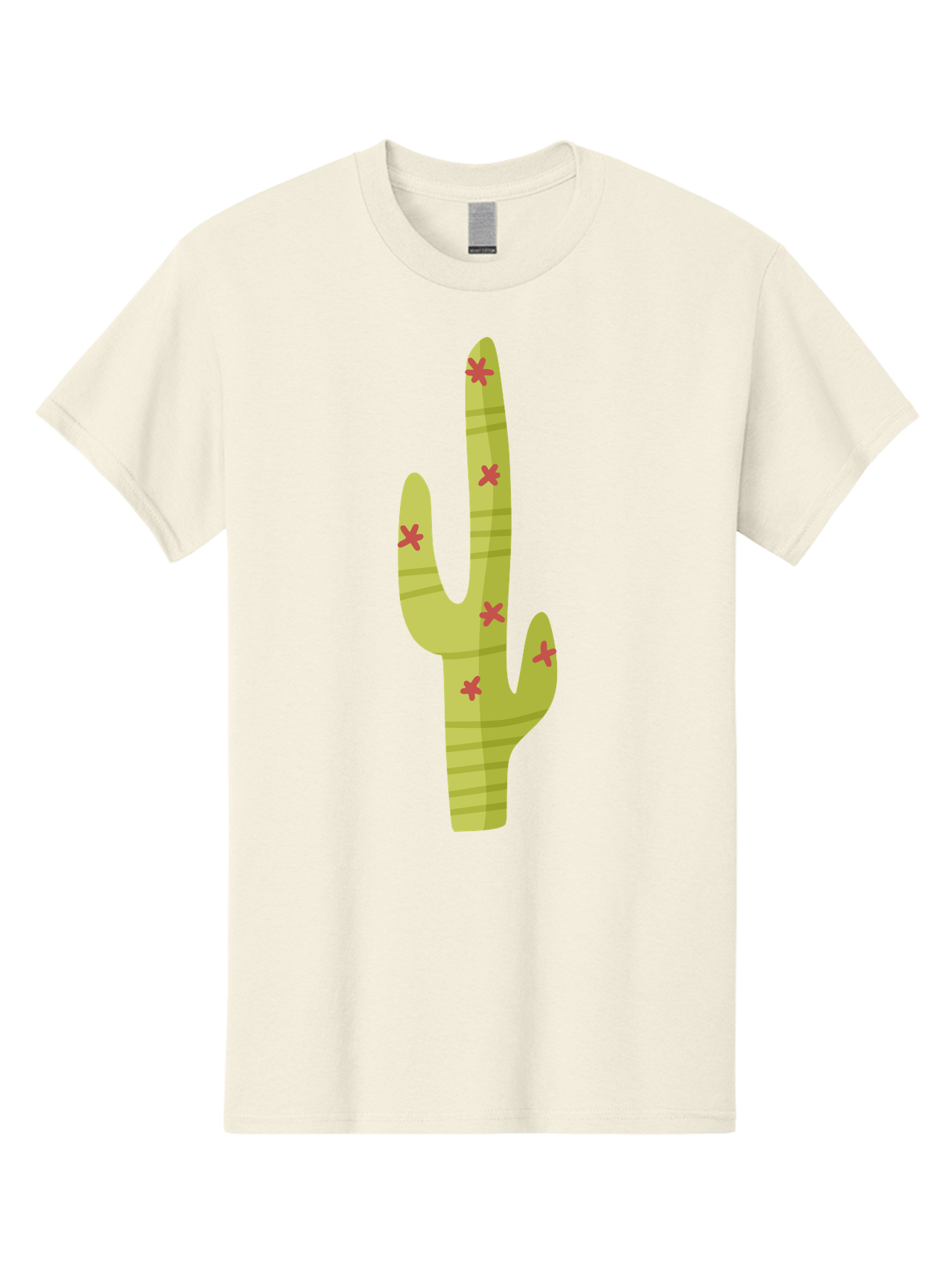 Cactus-1 Men'S Graphic Tee, 100% Cotton, Comfortable Casual Summer Wear, Machine Washable, Cartoon Cactus, Desert Flora, Prickly Plant, Red Flowers, Green Cactus, Southwestern Icon, Graphic Design Element, Simple Illustration, Stylized Cactus Aad677