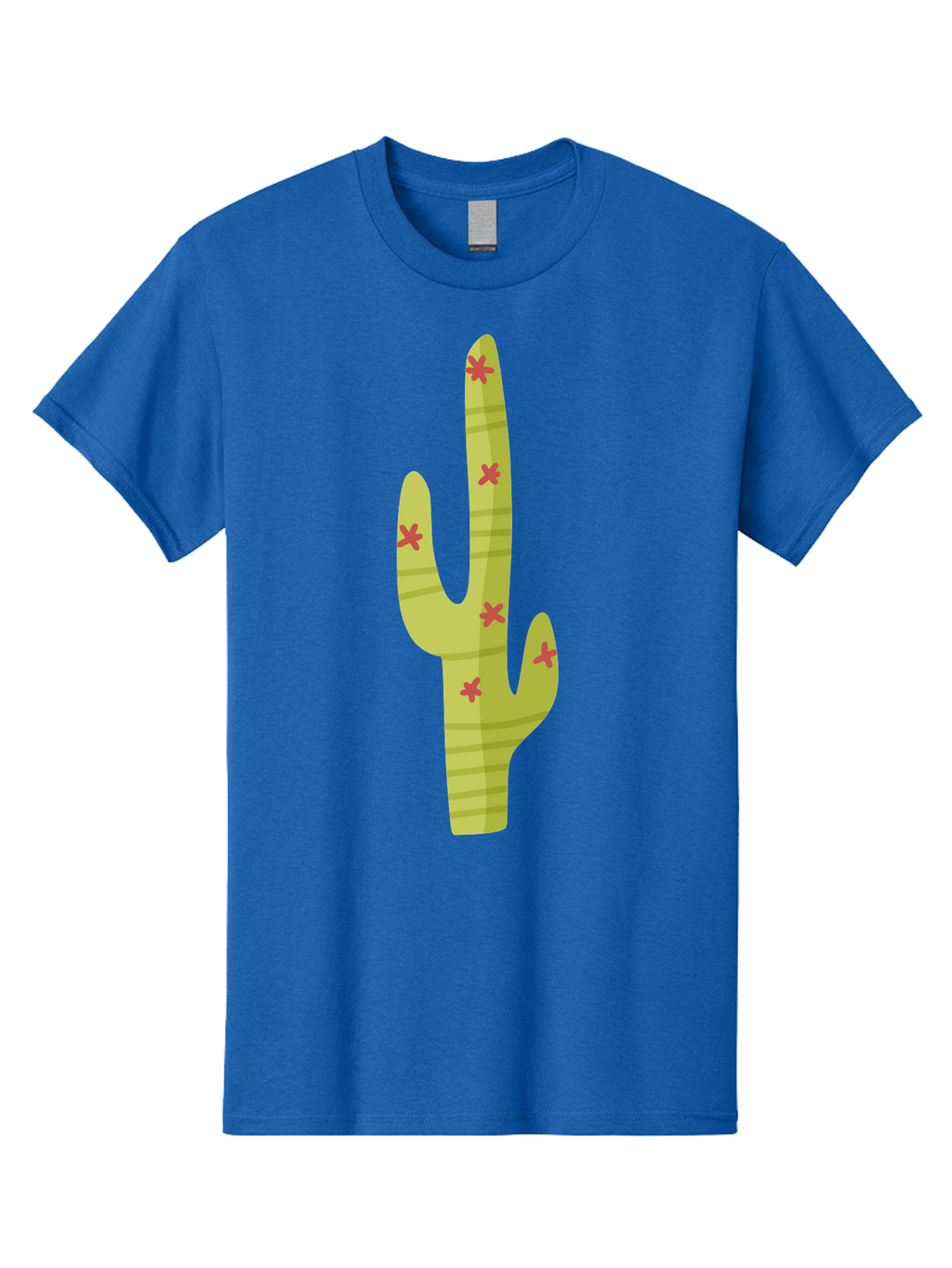 Cactus-1 Men'S Graphic Tee, 100% Cotton, Comfortable Casual Summer Wear, Machine Washable, Cartoon Cactus, Desert Flora, Prickly Plant, Red Flowers, Green Cactus, Southwestern Icon, Graphic Design Element, Simple Illustration, Stylized Cactus Aad677