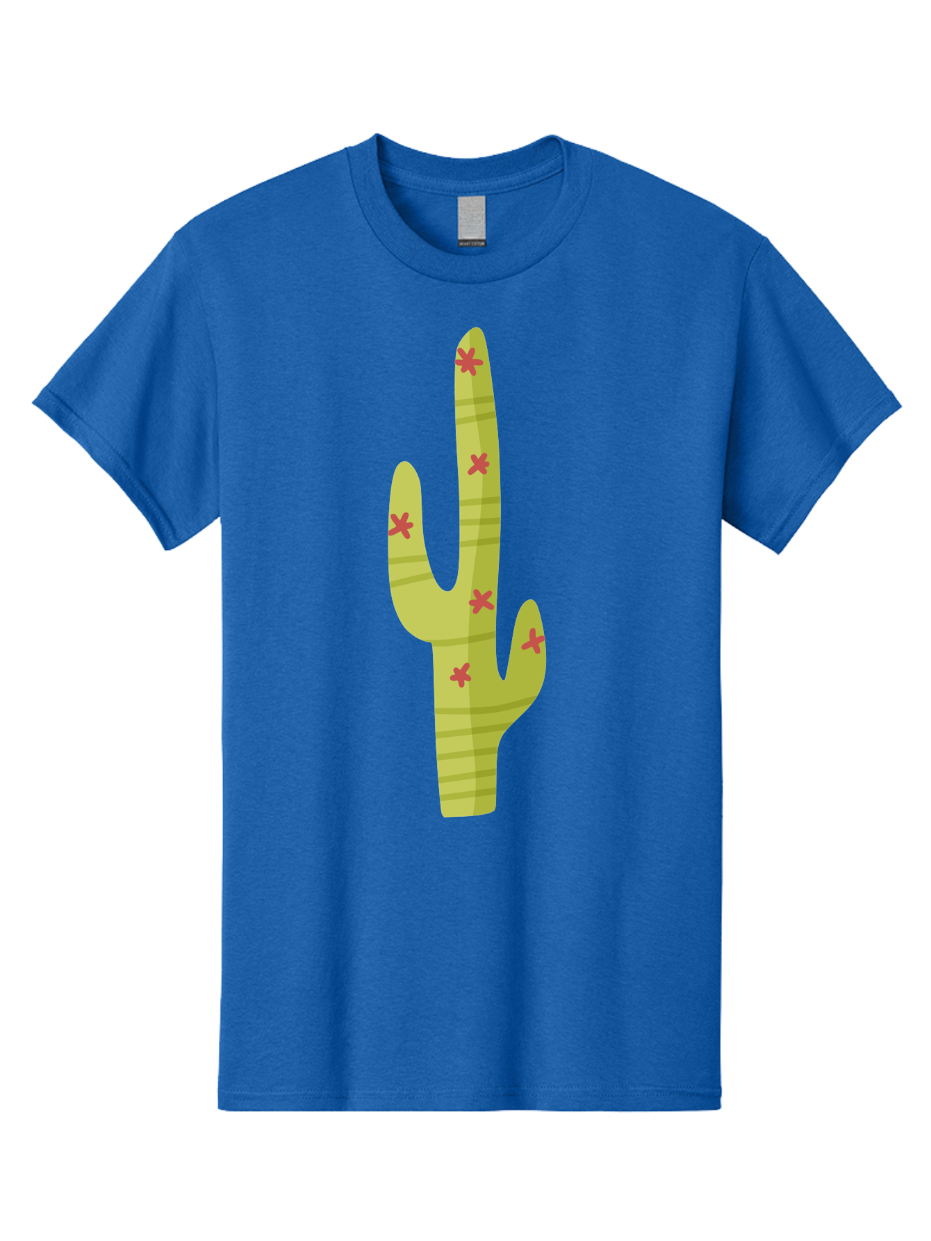 Cactus-1 Men'S Graphic Tee, 100% Cotton, Comfortable Casual Summer Wear, Machine Washable, Cartoon Cactus, Desert Flora, Prickly Plant, Red Flowers, Green Cactus, Southwestern Icon, Graphic Design Element, Simple Illustration, Stylized Cactus Aad677