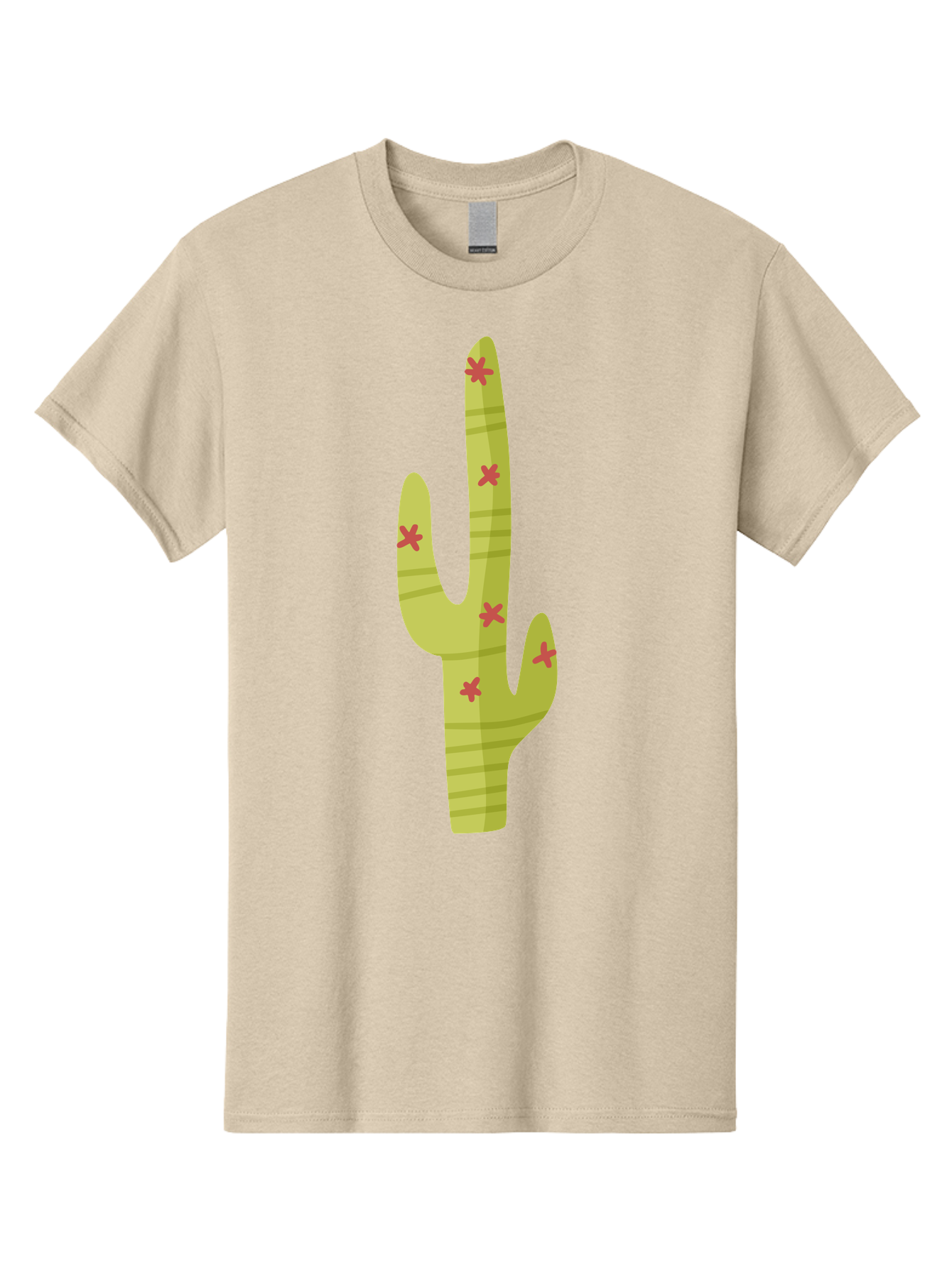 Cactus-1 Men'S Graphic Tee, 100% Cotton, Comfortable Casual Summer Wear, Machine Washable, Cartoon Cactus, Desert Flora, Prickly Plant, Red Flowers, Green Cactus, Southwestern Icon, Graphic Design Element, Simple Illustration, Stylized Cactus Aad677