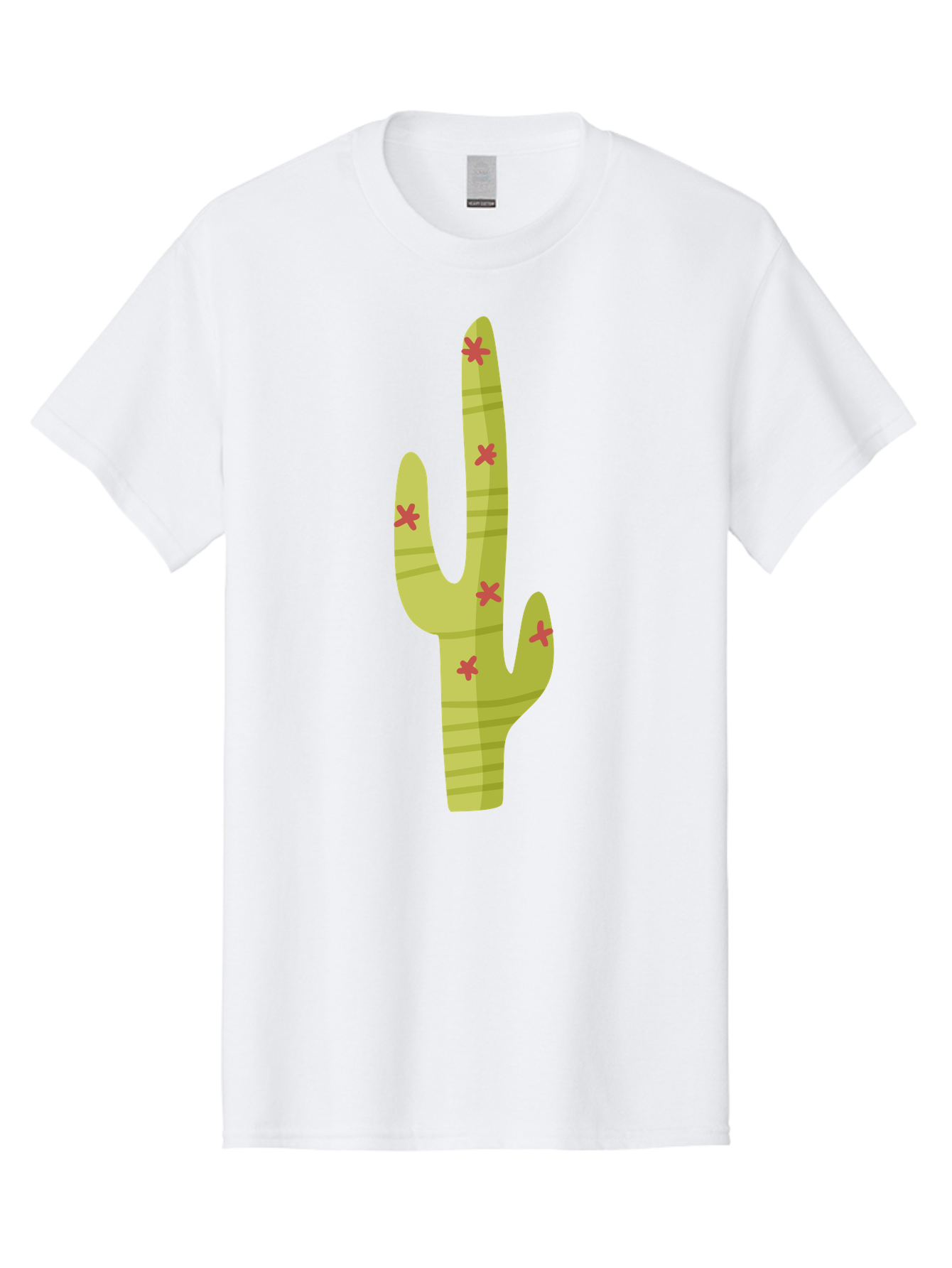 Cactus-1 Men'S Graphic Tee, 100% Cotton, Comfortable Casual Summer Wear, Machine Washable, Cartoon Cactus, Desert Flora, Prickly Plant, Red Flowers, Green Cactus, Southwestern Icon, Graphic Design Element, Simple Illustration, Stylized Cactus Aad677