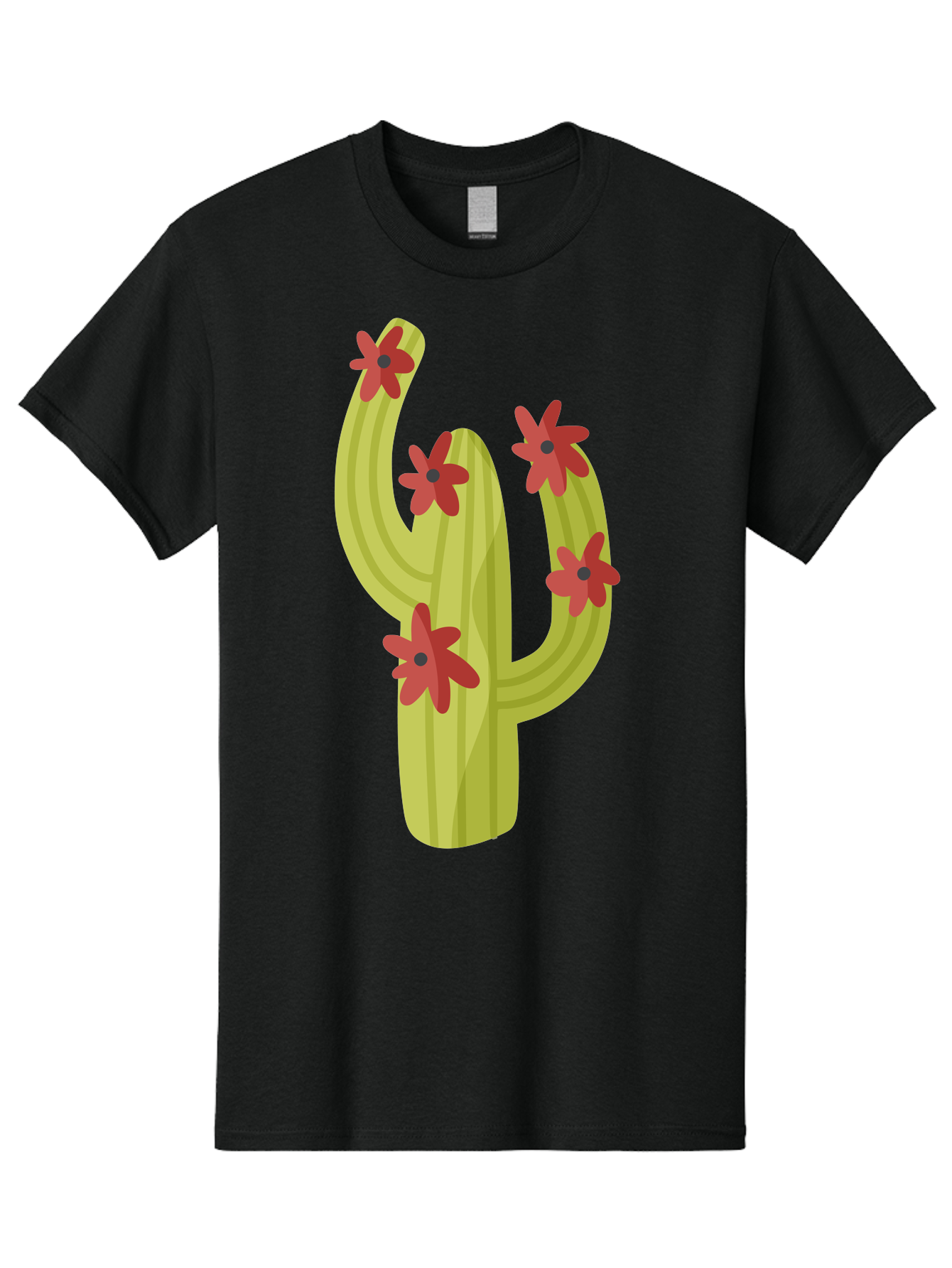Cactus Men'S Graphic Tee, 100% Cotton, Comfortable Casual Summer Wear, Machine Washable, Cartoon Cactus, Red Flowers, Desert Plants, Succulent Plants, Flowering Cacti, Vibrant Cactus, Garden Graphics, Digital Illustration, Cactus Art Aad679