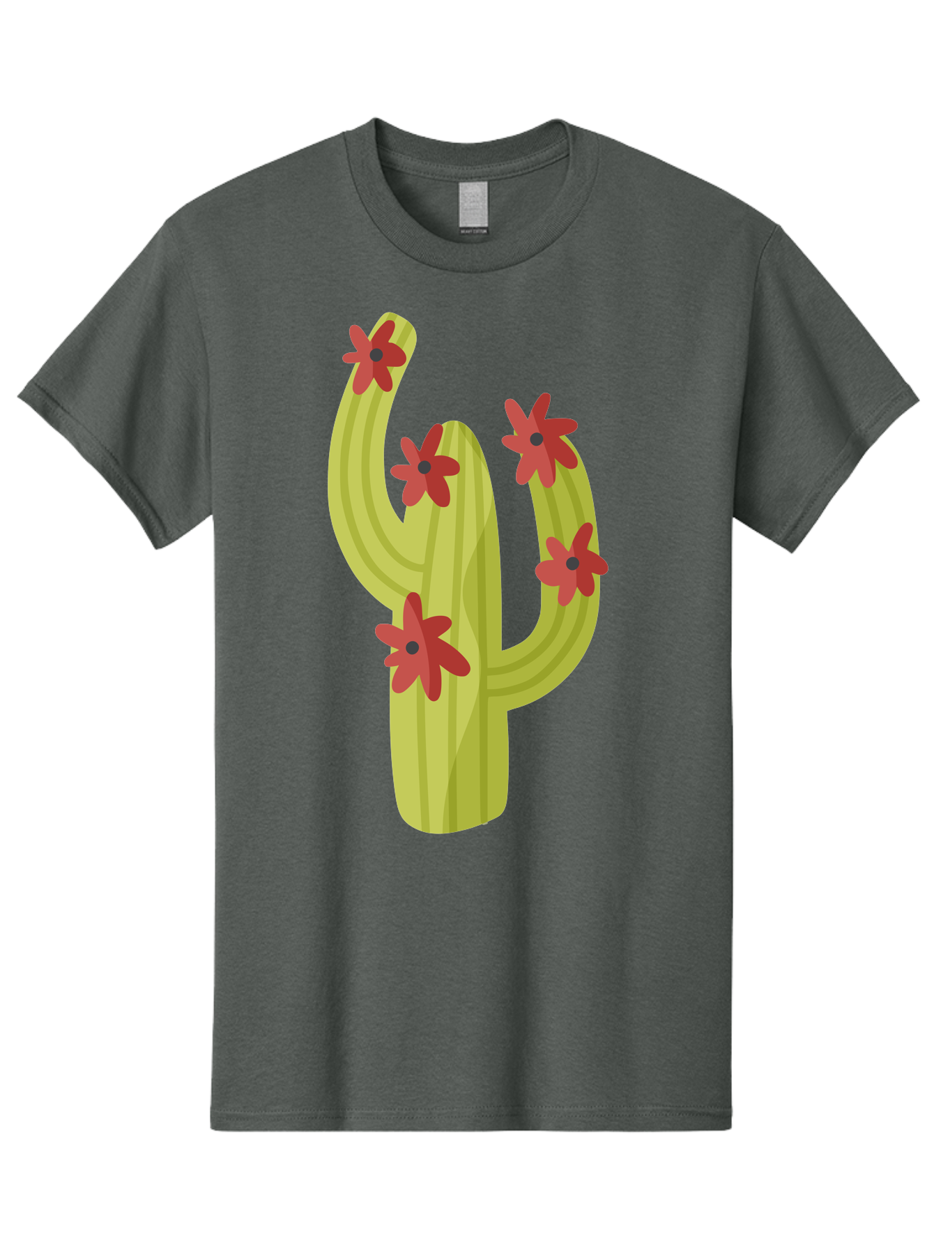 Cactus Men'S Graphic Tee, 100% Cotton, Comfortable Casual Summer Wear, Machine Washable, Cartoon Cactus, Red Flowers, Desert Plants, Succulent Plants, Flowering Cacti, Vibrant Cactus, Garden Graphics, Digital Illustration, Cactus Art Aad679