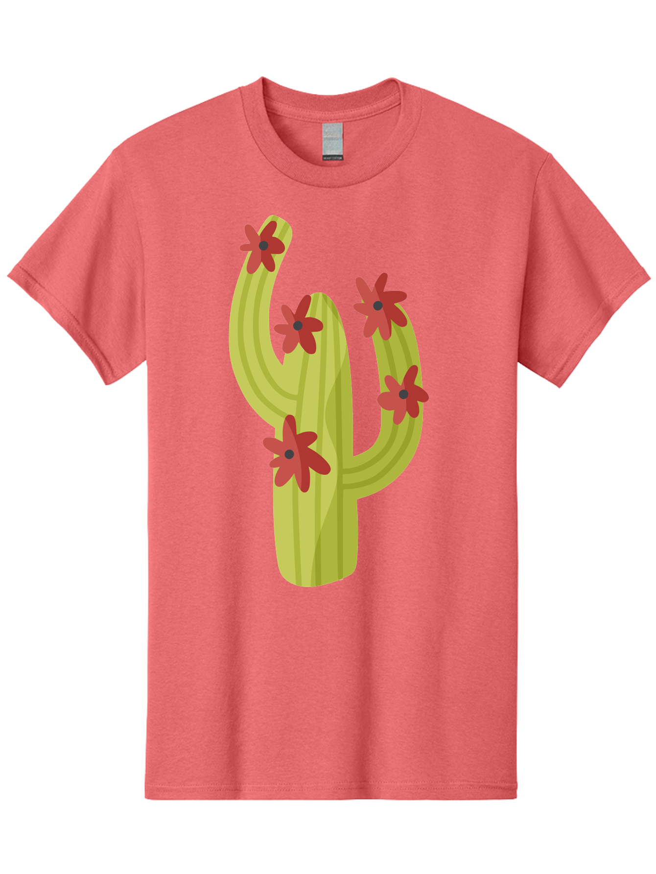 Cactus Men'S Graphic Tee, 100% Cotton, Comfortable Casual Summer Wear, Machine Washable, Cartoon Cactus, Red Flowers, Desert Plants, Succulent Plants, Flowering Cacti, Vibrant Cactus, Garden Graphics, Digital Illustration, Cactus Art Aad679