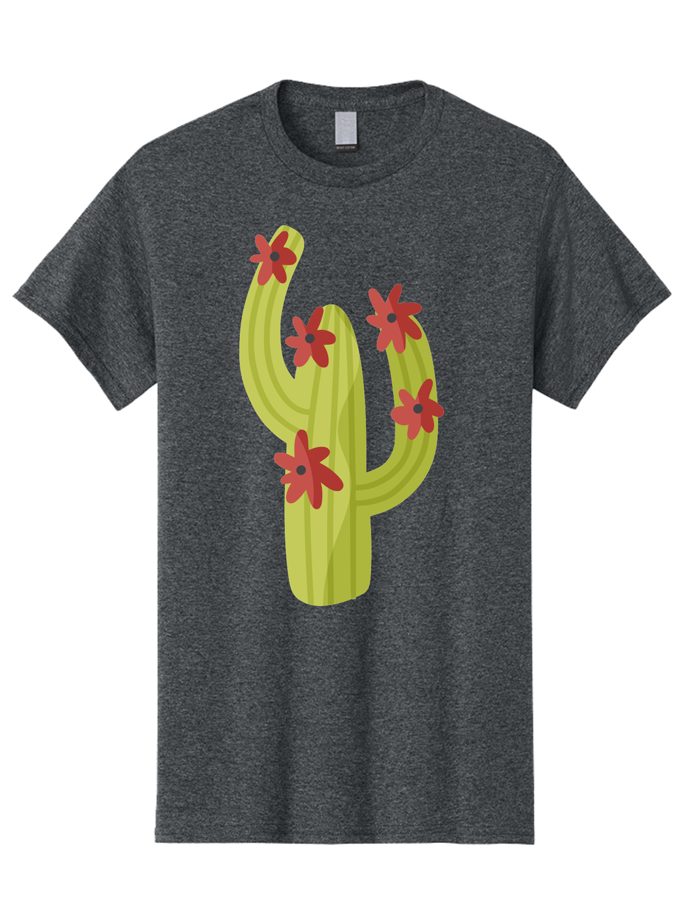 Cactus Men'S Graphic Tee, 100% Cotton, Comfortable Casual Summer Wear, Machine Washable, Cartoon Cactus, Red Flowers, Desert Plants, Succulent Plants, Flowering Cacti, Vibrant Cactus, Garden Graphics, Digital Illustration, Cactus Art Aad679