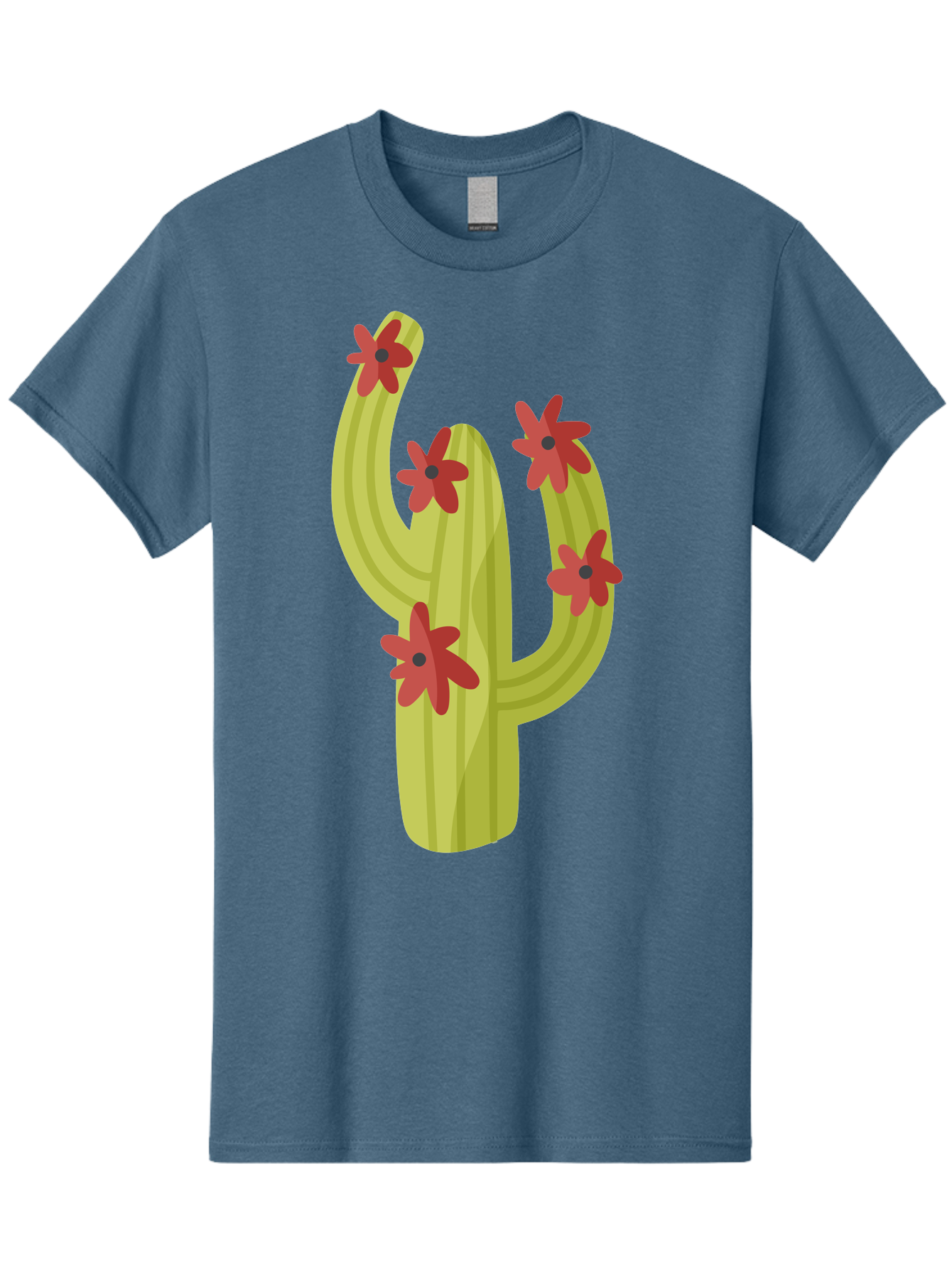 Cactus Men'S Graphic Tee, 100% Cotton, Comfortable Casual Summer Wear, Machine Washable, Cartoon Cactus, Red Flowers, Desert Plants, Succulent Plants, Flowering Cacti, Vibrant Cactus, Garden Graphics, Digital Illustration, Cactus Art Aad679