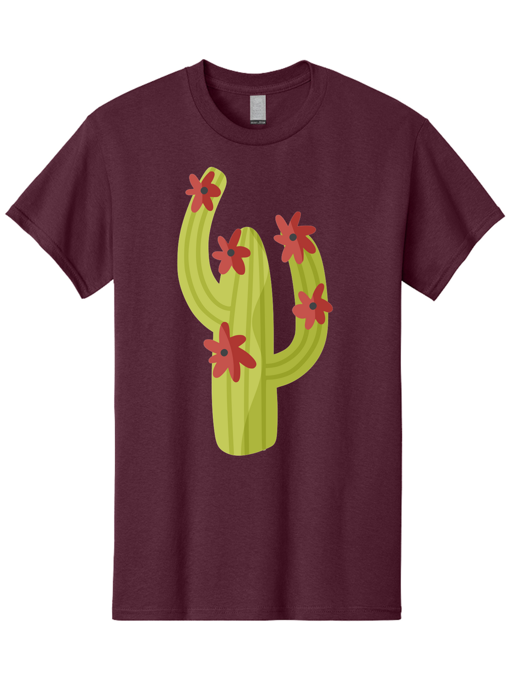 Cactus Men'S Graphic Tee, 100% Cotton, Comfortable Casual Summer Wear, Machine Washable, Cartoon Cactus, Red Flowers, Desert Plants, Succulent Plants, Flowering Cacti, Vibrant Cactus, Garden Graphics, Digital Illustration, Cactus Art Aad679