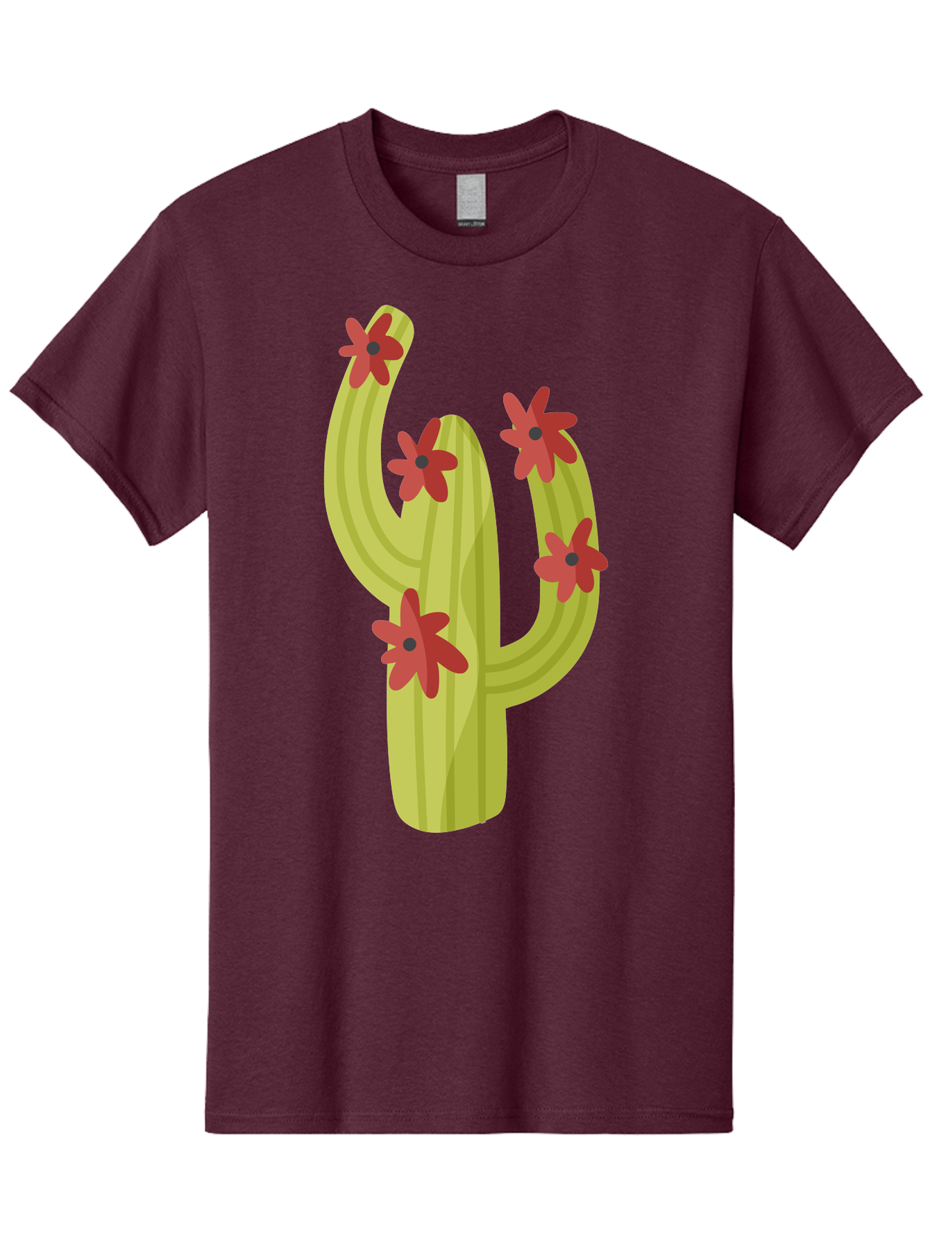 Cactus Men'S Graphic Tee, 100% Cotton, Comfortable Casual Summer Wear, Machine Washable, Cartoon Cactus, Red Flowers, Desert Plants, Succulent Plants, Flowering Cacti, Vibrant Cactus, Garden Graphics, Digital Illustration, Cactus Art Aad679