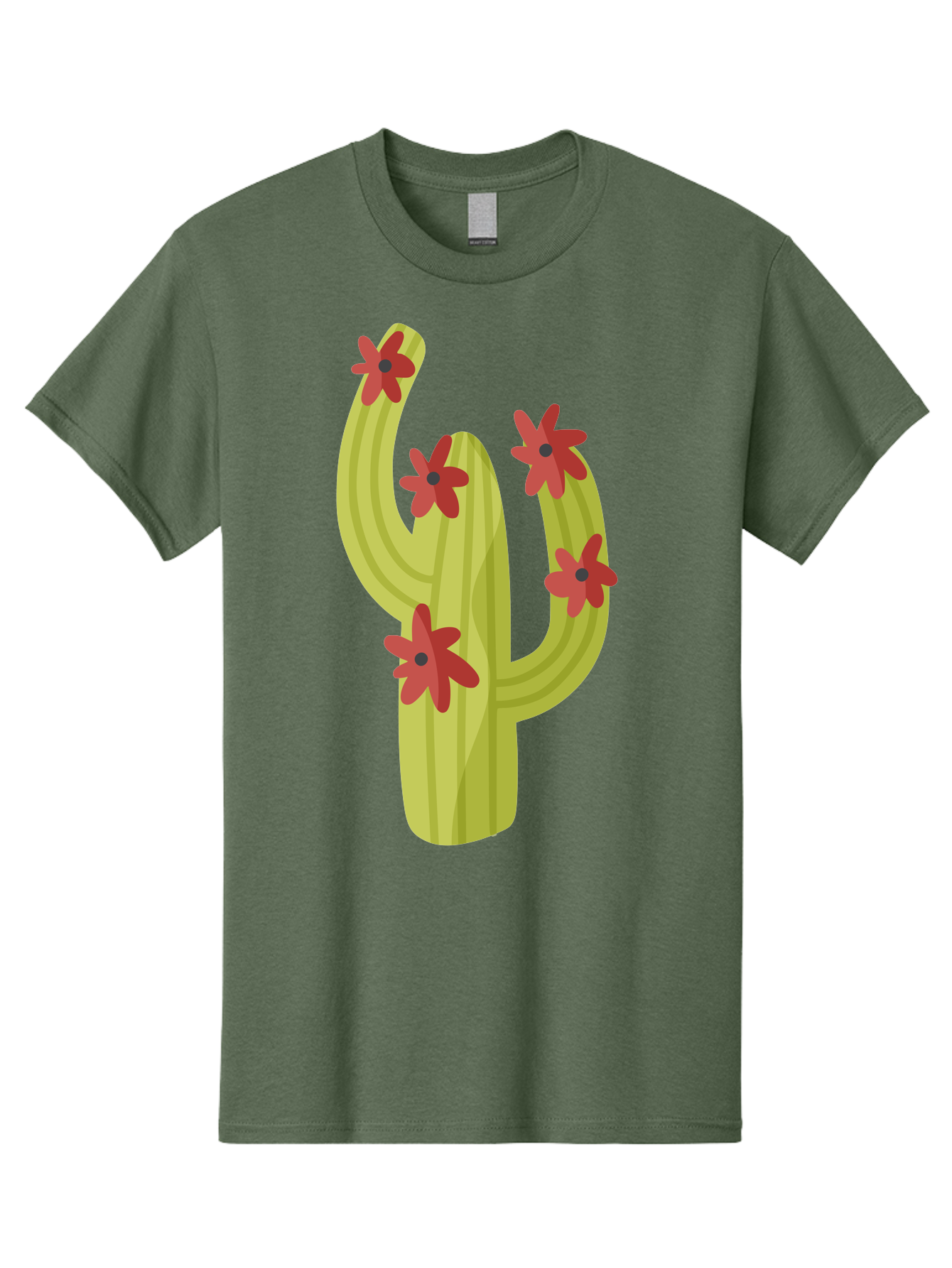 Cactus Men'S Graphic Tee, 100% Cotton, Comfortable Casual Summer Wear, Machine Washable, Cartoon Cactus, Red Flowers, Desert Plants, Succulent Plants, Flowering Cacti, Vibrant Cactus, Garden Graphics, Digital Illustration, Cactus Art Aad679