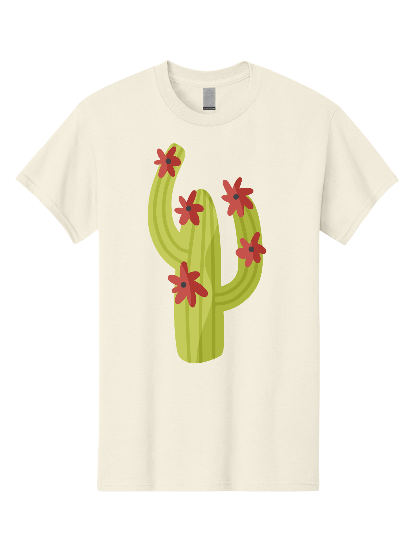 Cactus Men'S Graphic Tee, 100% Cotton, Comfortable Casual Summer Wear, Machine Washable, Cartoon Cactus, Red Flowers, Desert Plants, Succulent Plants, Flowering Cacti, Vibrant Cactus, Garden Graphics, Digital Illustration, Cactus Art Aad679