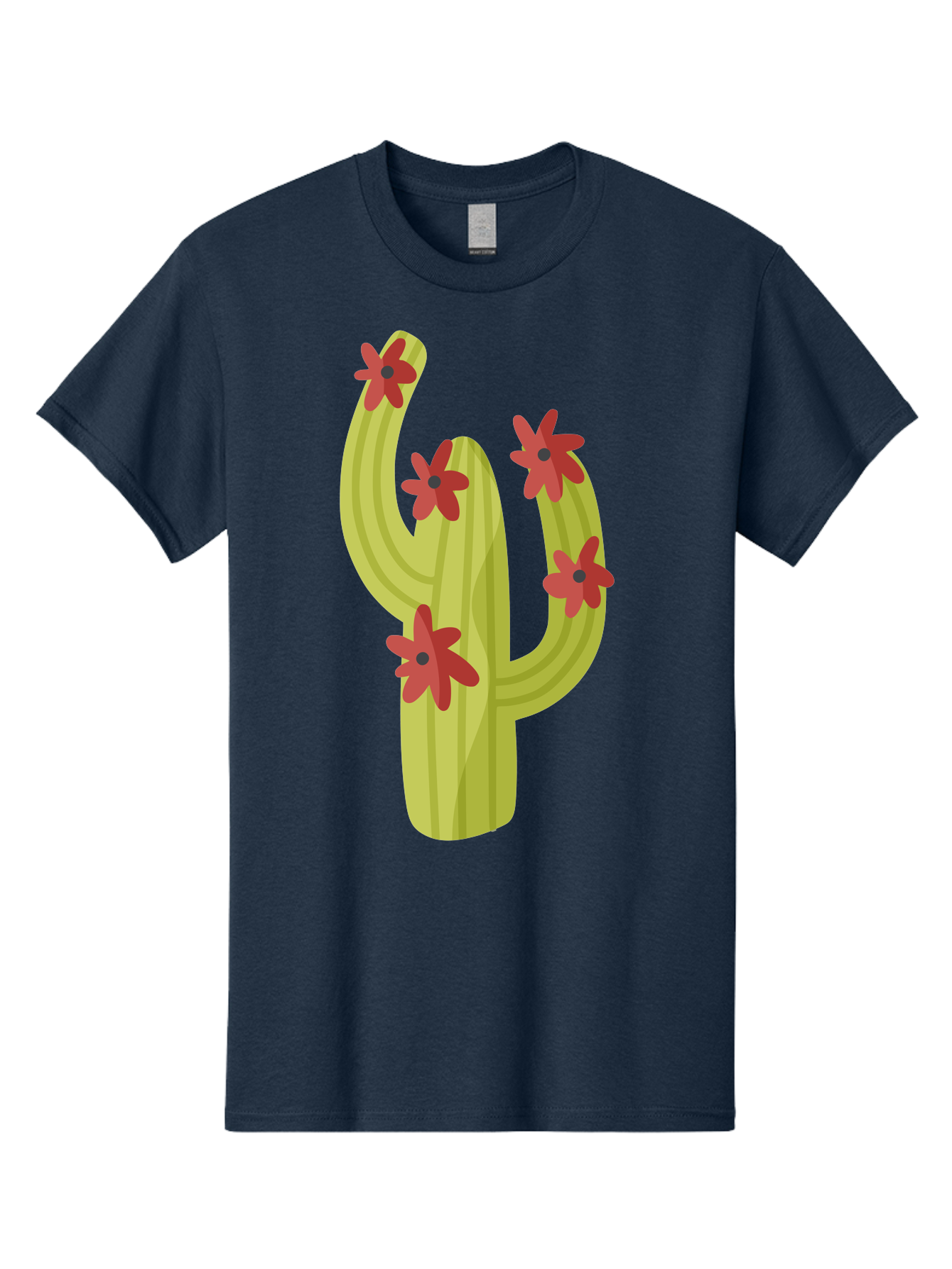 Cactus Men'S Graphic Tee, 100% Cotton, Comfortable Casual Summer Wear, Machine Washable, Cartoon Cactus, Red Flowers, Desert Plants, Succulent Plants, Flowering Cacti, Vibrant Cactus, Garden Graphics, Digital Illustration, Cactus Art Aad679