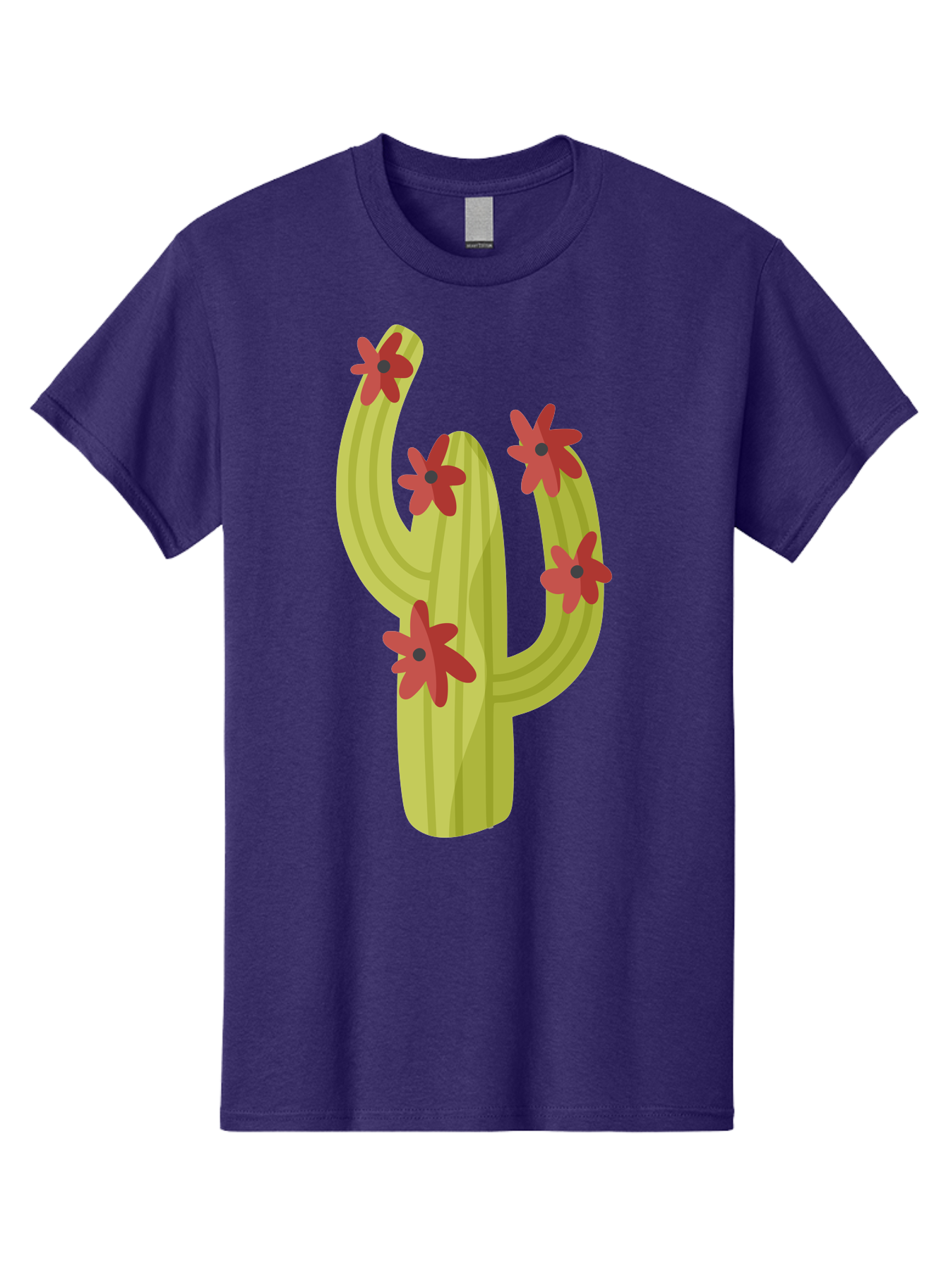 Cactus Men'S Graphic Tee, 100% Cotton, Comfortable Casual Summer Wear, Machine Washable, Cartoon Cactus, Red Flowers, Desert Plants, Succulent Plants, Flowering Cacti, Vibrant Cactus, Garden Graphics, Digital Illustration, Cactus Art Aad679