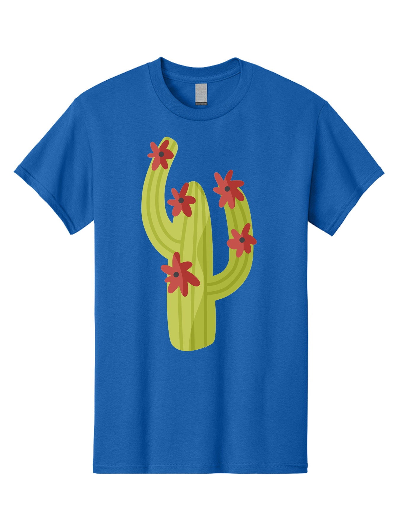 Cactus Men'S Graphic Tee, 100% Cotton, Comfortable Casual Summer Wear, Machine Washable, Cartoon Cactus, Red Flowers, Desert Plants, Succulent Plants, Flowering Cacti, Vibrant Cactus, Garden Graphics, Digital Illustration, Cactus Art Aad679