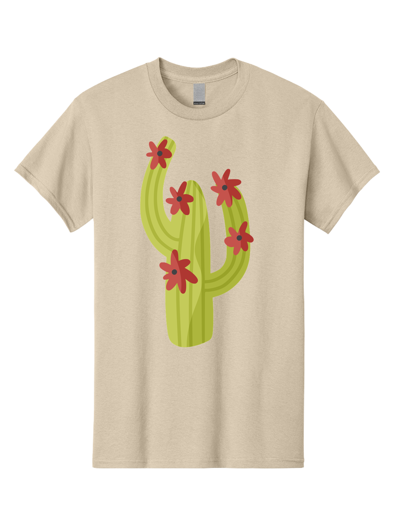 Cactus Men'S Graphic Tee, 100% Cotton, Comfortable Casual Summer Wear, Machine Washable, Cartoon Cactus, Red Flowers, Desert Plants, Succulent Plants, Flowering Cacti, Vibrant Cactus, Garden Graphics, Digital Illustration, Cactus Art Aad679