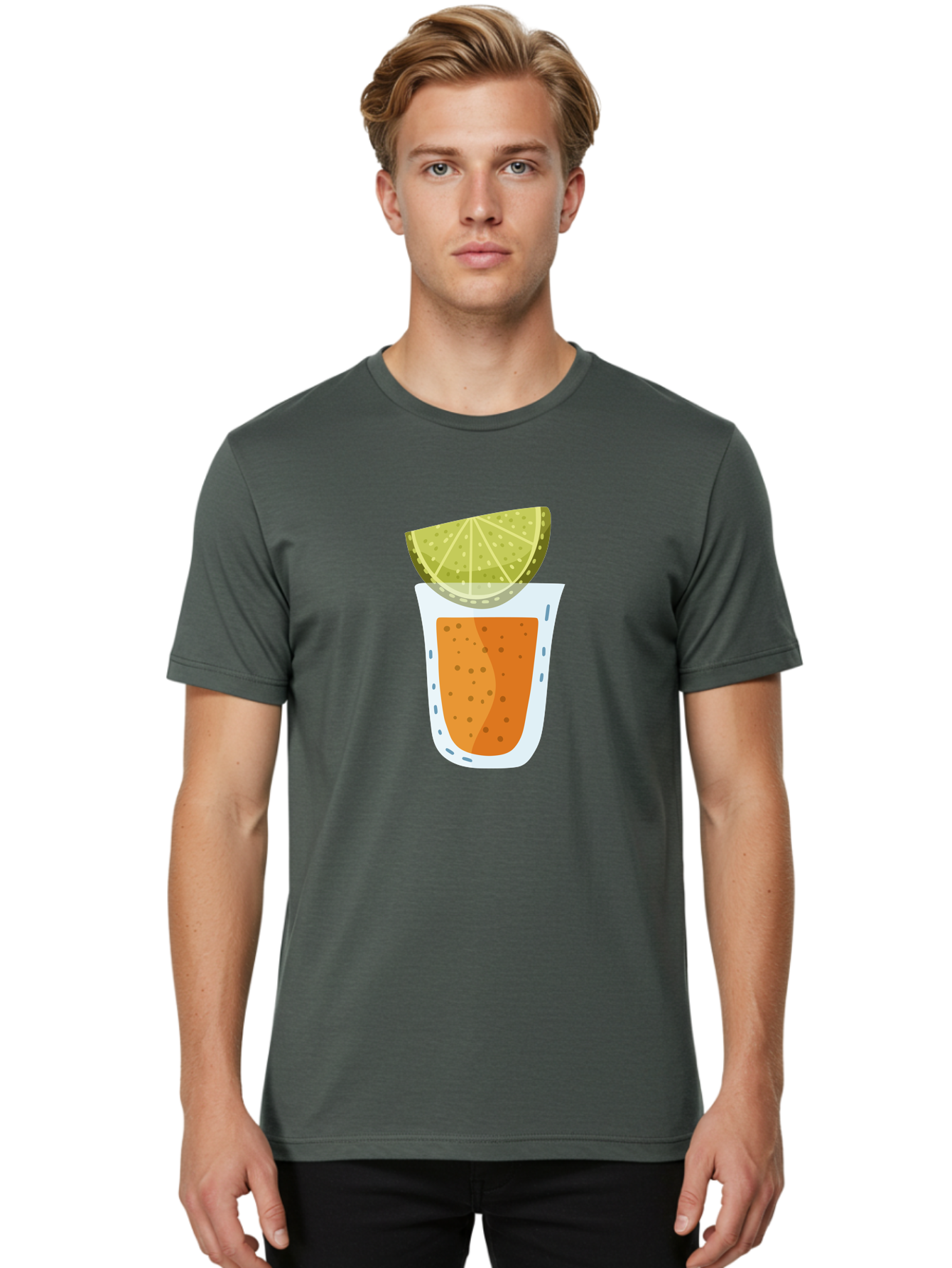 Caipirinha Men'S Graphic Tee, 100% Cotton, Comfortable Casual Summer Wear, Machine Washable, Caipirinha Cocktail, Orange Drink, Lime Wedge, Citrus Twist, Summer Drink, Brazilian Cocktail, Refreshing Beverage, Cocktail Hour, Party Drink Aad680