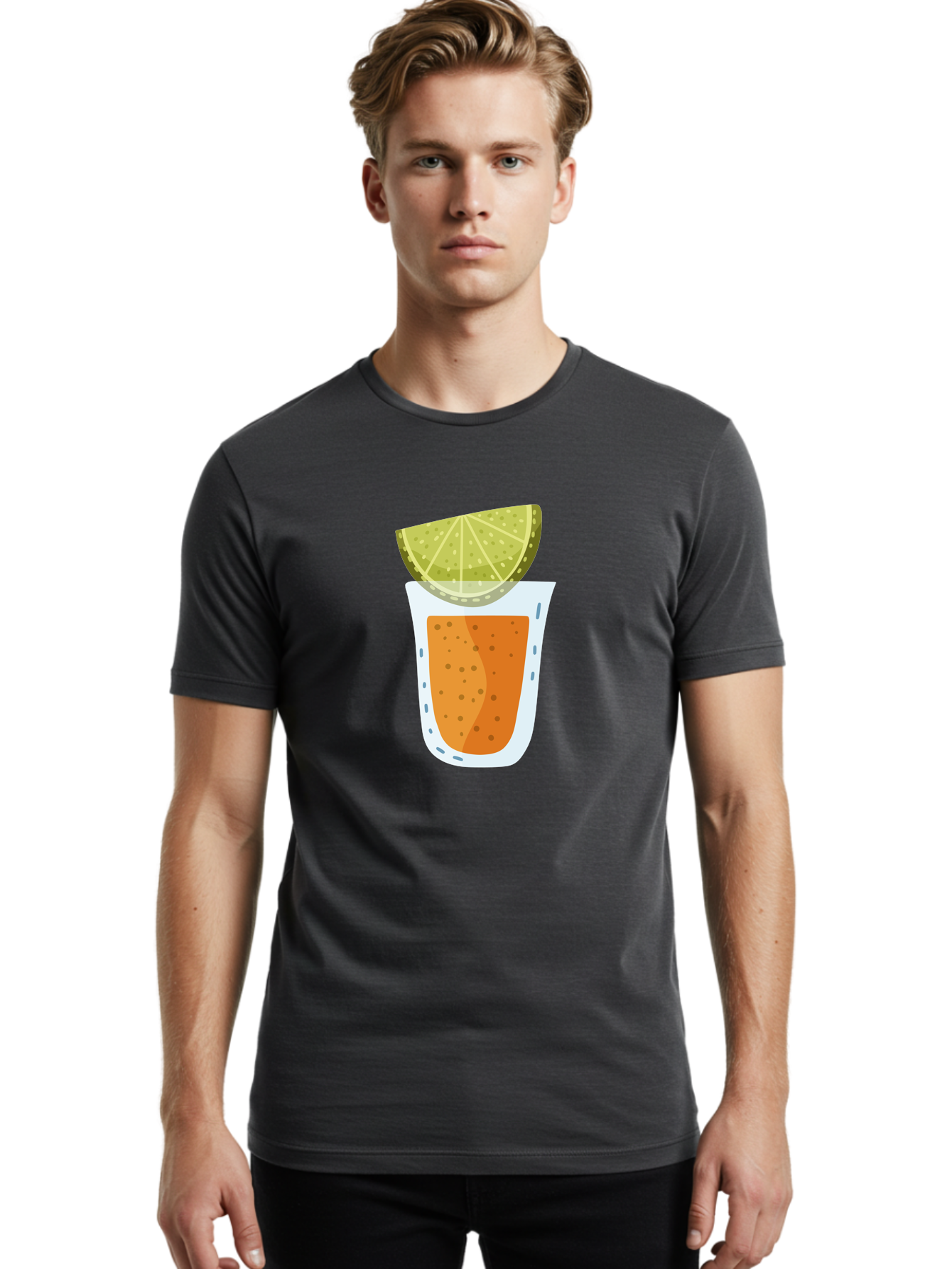 Caipirinha Men'S Graphic Tee, 100% Cotton, Comfortable Casual Summer Wear, Machine Washable, Caipirinha Cocktail, Orange Drink, Lime Wedge, Citrus Twist, Summer Drink, Brazilian Cocktail, Refreshing Beverage, Cocktail Hour, Party Drink Aad680