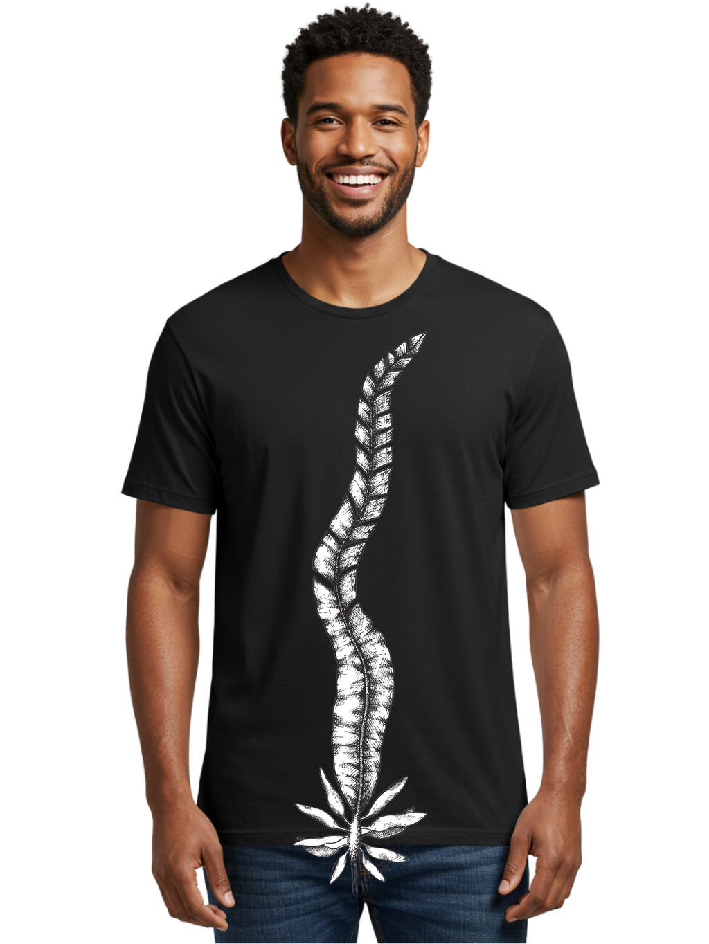 Cannabis Men'S Graphic Tee, 100% Cotton, Comfortable Casual Summer Wear, Machine Washable, Black And White Feather, Feather Illustration, Stylized Design, Abstract Art, Minimalist Style, Detailed Drawing, Graphic Design, Feathers Aad681