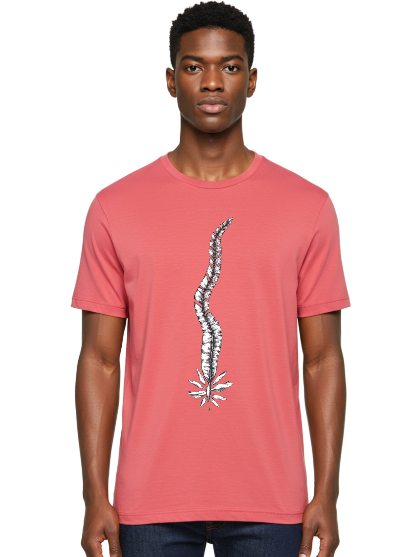 Cannabis Men'S Graphic Tee, 100% Cotton, Comfortable Casual Summer Wear, Machine Washable, Black And White Feather, Feather Illustration, Stylized Design, Abstract Art, Minimalist Style, Detailed Drawing, Graphic Design, Feathers Aad681