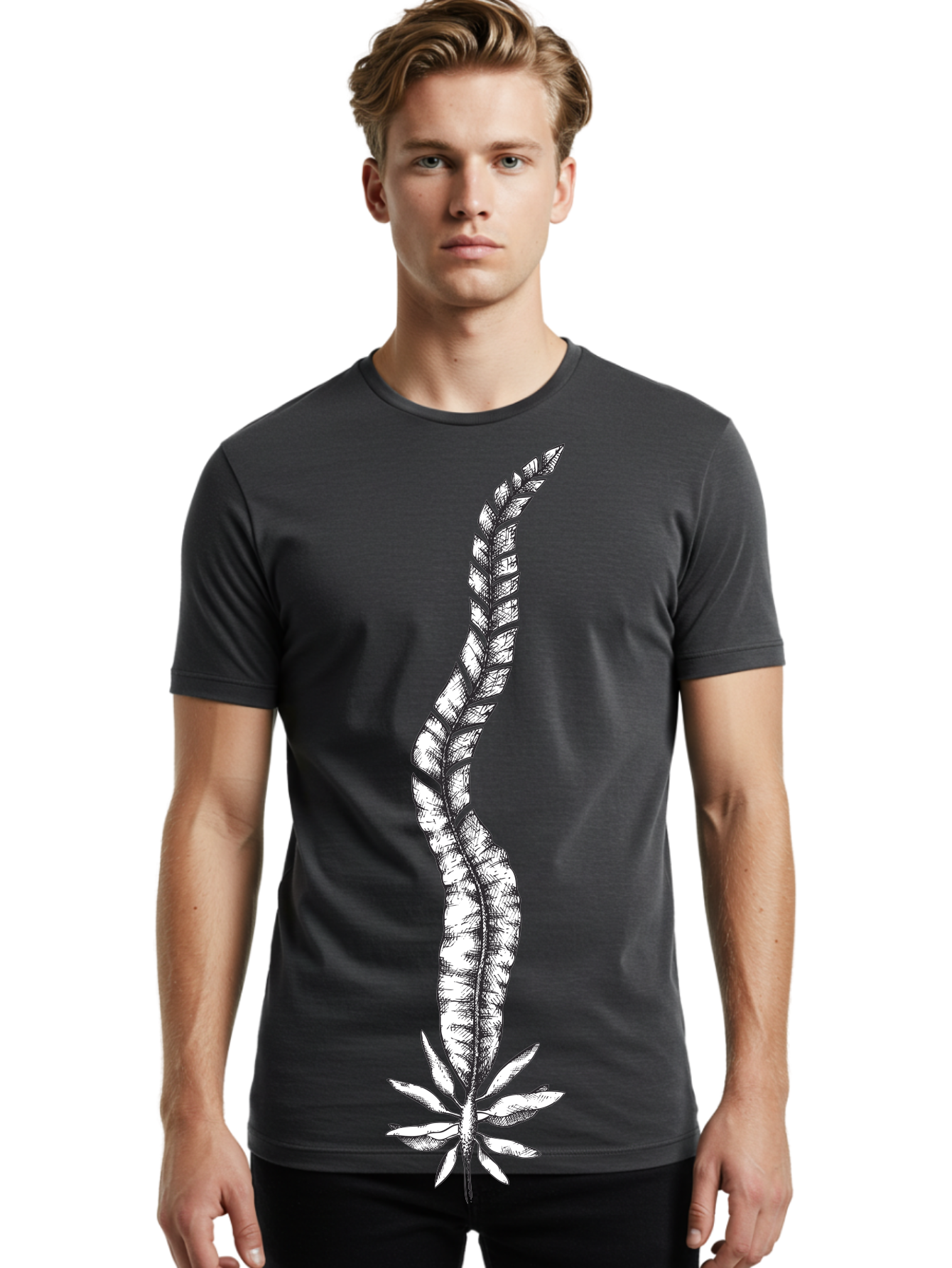 Cannabis Men'S Graphic Tee, 100% Cotton, Comfortable Casual Summer Wear, Machine Washable, Black And White Feather, Feather Illustration, Stylized Design, Abstract Art, Minimalist Style, Detailed Drawing, Graphic Design, Feathers Aad681