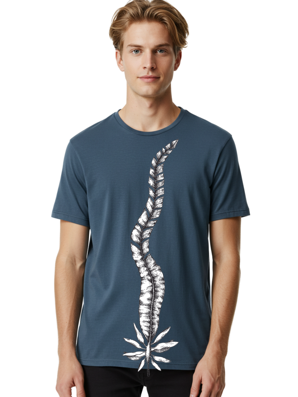 Cannabis Men'S Graphic Tee, 100% Cotton, Comfortable Casual Summer Wear, Machine Washable, Black And White Feather, Feather Illustration, Stylized Design, Abstract Art, Minimalist Style, Detailed Drawing, Graphic Design, Feathers Aad681