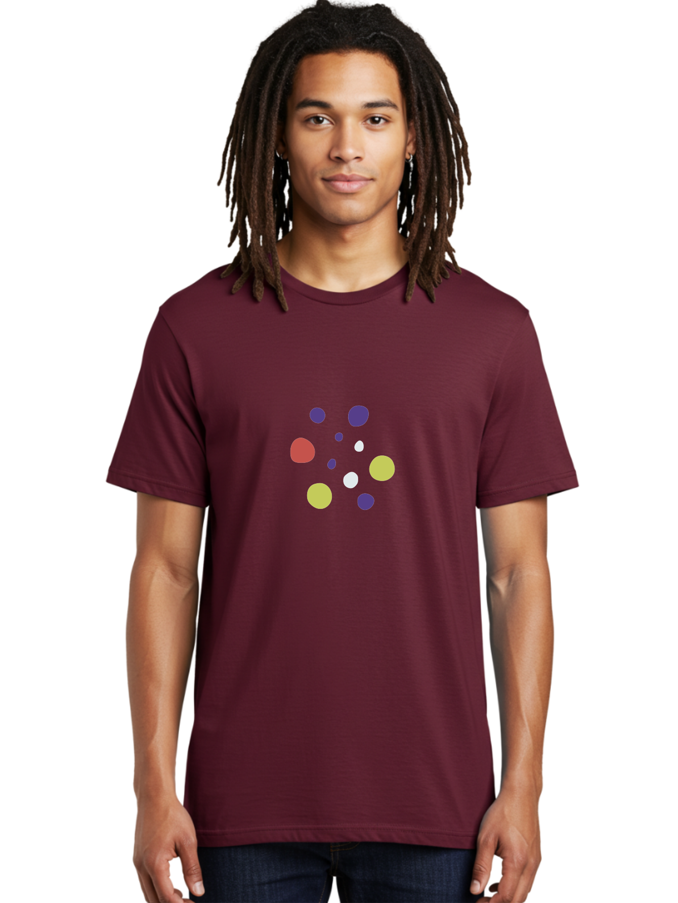 Colorful-Dots-Pattern Men'S Graphic Tee, 100% Cotton, Comfortable Casual Summer Wear, Machine Washable, Multicolored Dots, Vibrant Colors, Abstract Art, Playful Design, Colorful Shapes, Creative Graphics, Digital Art, Modern Art Aad684