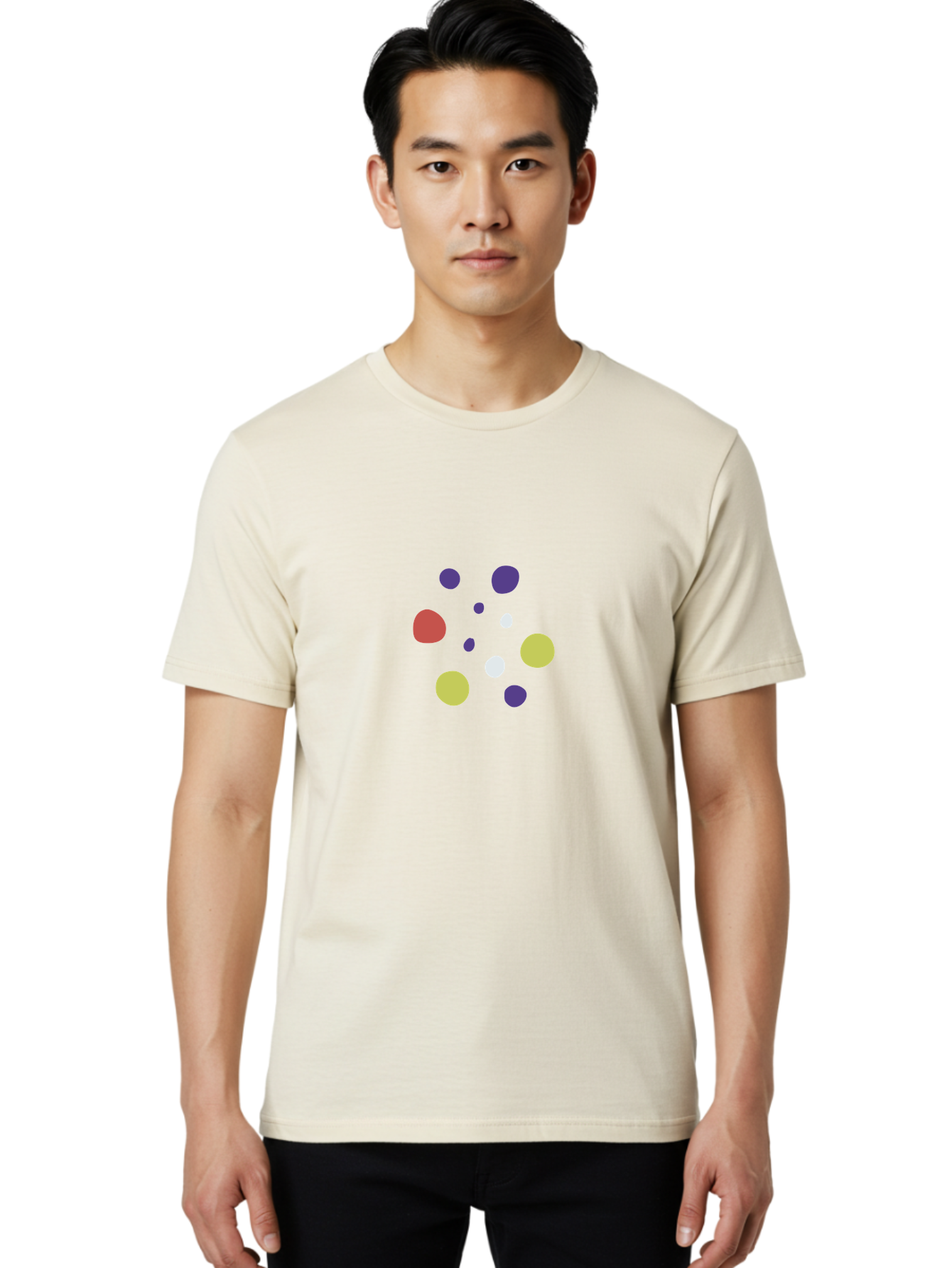Colorful-Dots-Pattern Men'S Graphic Tee, 100% Cotton, Comfortable Casual Summer Wear, Machine Washable, Multicolored Dots, Vibrant Colors, Abstract Art, Playful Design, Colorful Shapes, Creative Graphics, Digital Art, Modern Art Aad684