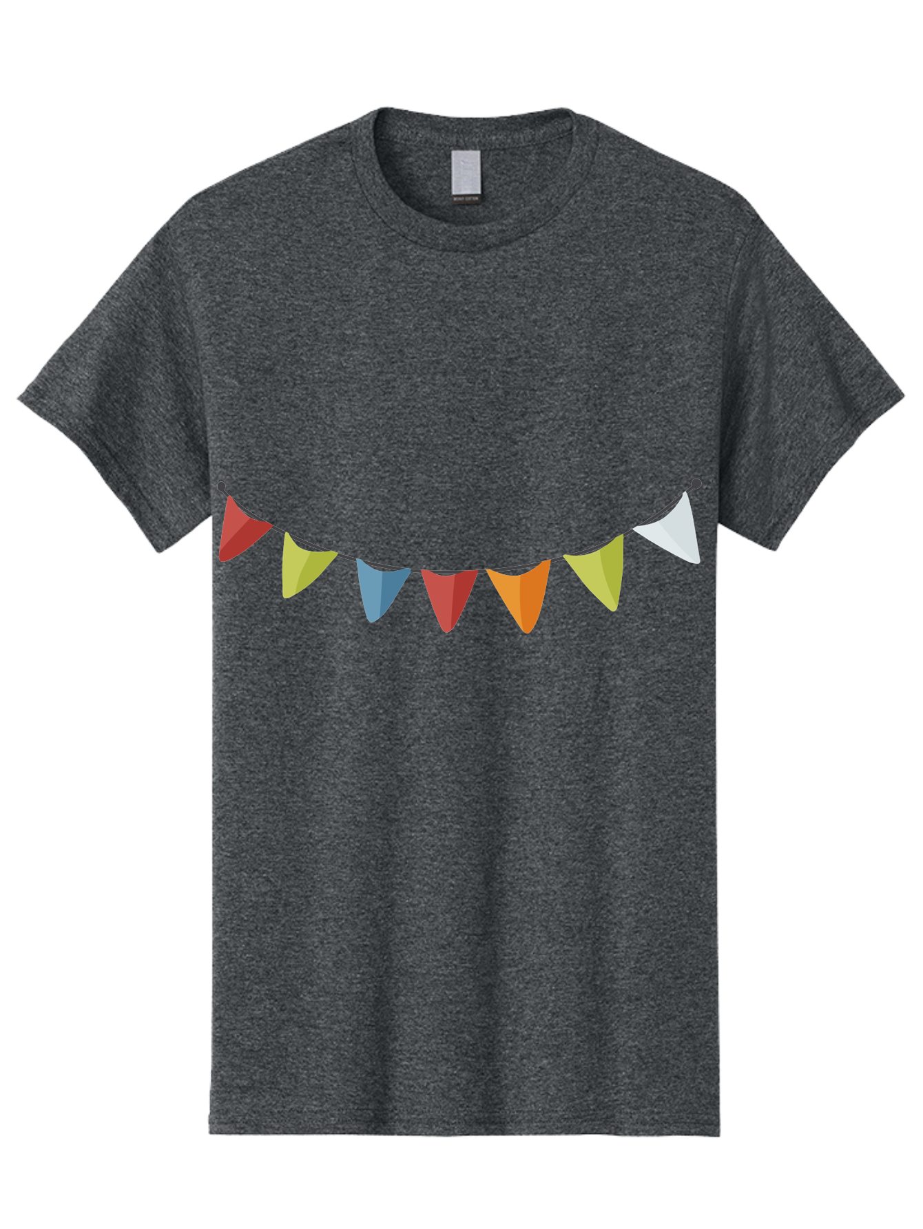 Colorful-Triangular-Bunting Men'S Graphic Tee, 100% Cotton, Comfortable Casual Summer Wear, Machine Washable, Colorful Triangular Bunting, Party Decorations, Festive Atmosphere, Celebration Decor, Vibrant Colors, String Of Flags Aad686