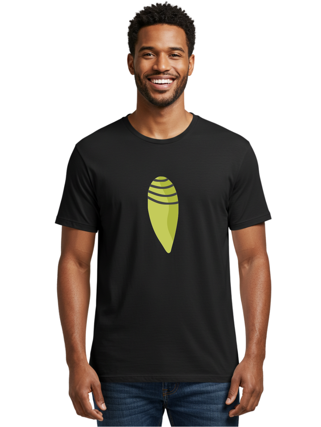 Conch-Shell Men'S Graphic Tee, 100% Cotton, Comfortable Casual Summer Wear, Machine Washable, Conch Shell, Seashell, Ocean Shell, Striped Shell, Yellow Shell, Black Stripes, Sea Creature, Marine Life, Beach Finds, Coastal Decor, Aad687