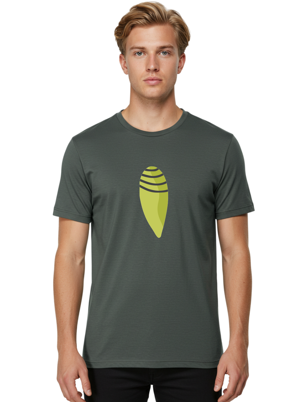 Conch-Shell Men'S Graphic Tee, 100% Cotton, Comfortable Casual Summer Wear, Machine Washable, Conch Shell, Seashell, Ocean Shell, Striped Shell, Yellow Shell, Black Stripes, Sea Creature, Marine Life, Beach Finds, Coastal Decor, Aad687