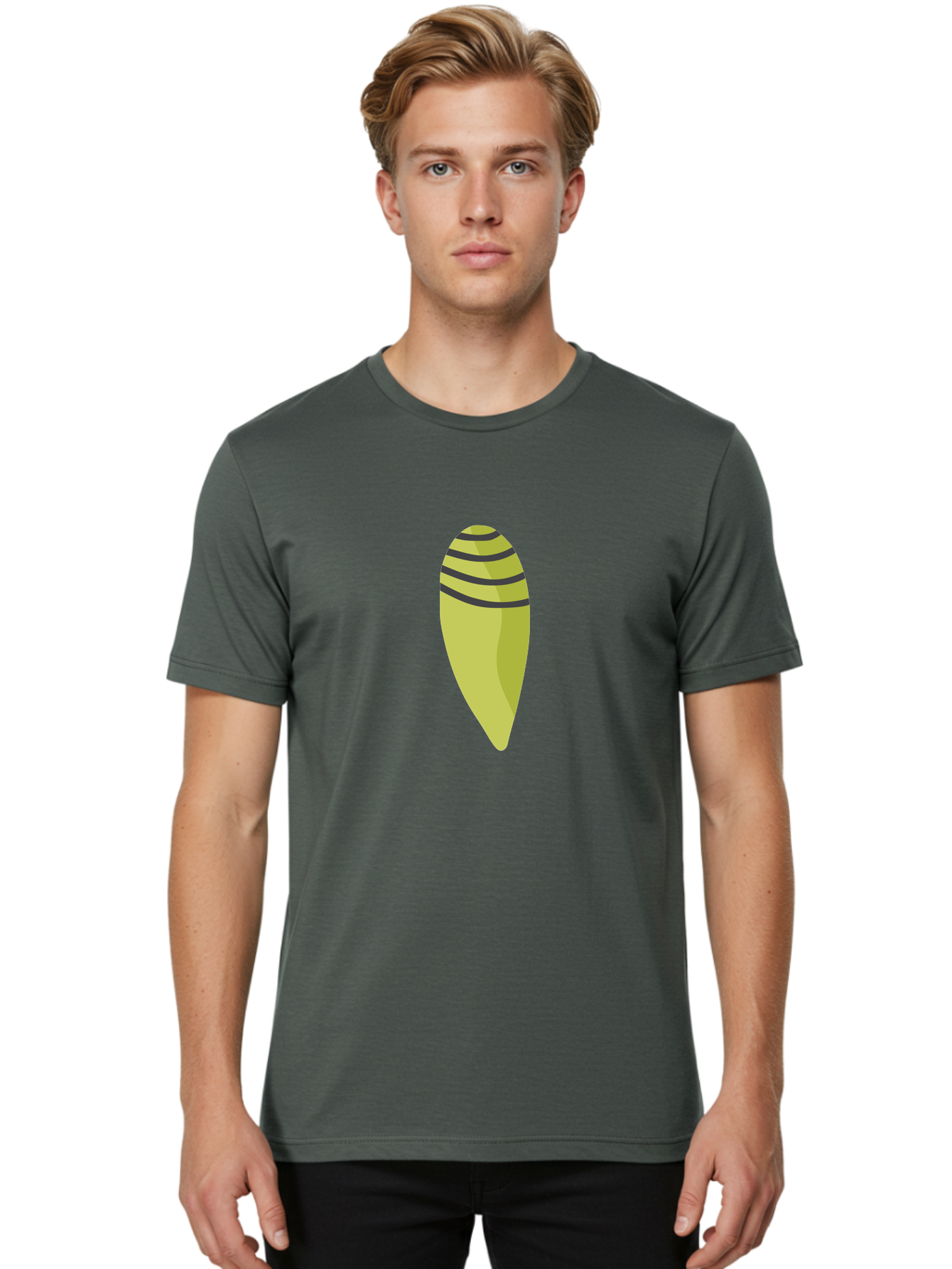 Conch-Shell Men'S Graphic Tee, 100% Cotton, Comfortable Casual Summer Wear, Machine Washable, Conch Shell, Seashell, Ocean Shell, Striped Shell, Yellow Shell, Black Stripes, Sea Creature, Marine Life, Beach Finds, Coastal Decor, Aad687