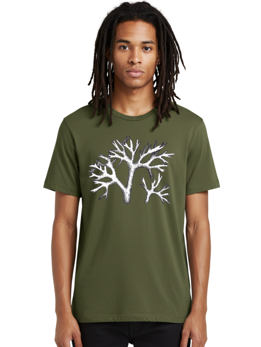 Coral-3 Men'S Graphic Tee, 100% Cotton, Comfortable Casual Summer Wear, Machine Washable, Coral Reefs, Marine Life, Ocean Creatures, Underwater World, Coral Branches, Black And White Illustration, Detailed Drawing, Abstract Shapes Aad690