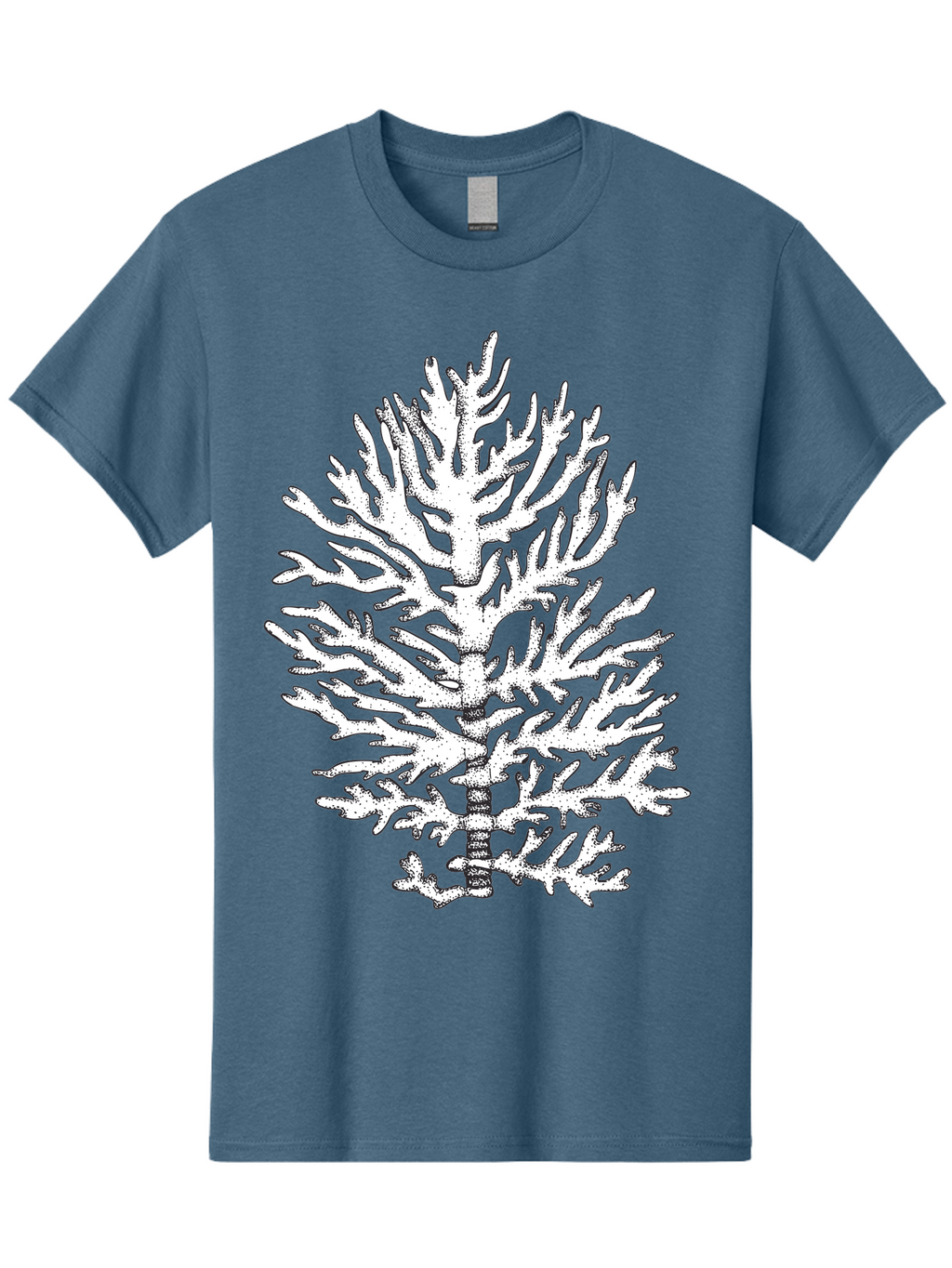 Coral Men'S Graphic Tee, 100% Cotton, Comfortable Casual Summer Wear, Machine Washable, White Coral, Branching Coral, Detailed Illustration, Marine Life, Ocean Creatures, Intricate Design, Coral Reef, Underwater World, Sea Life, Aad691