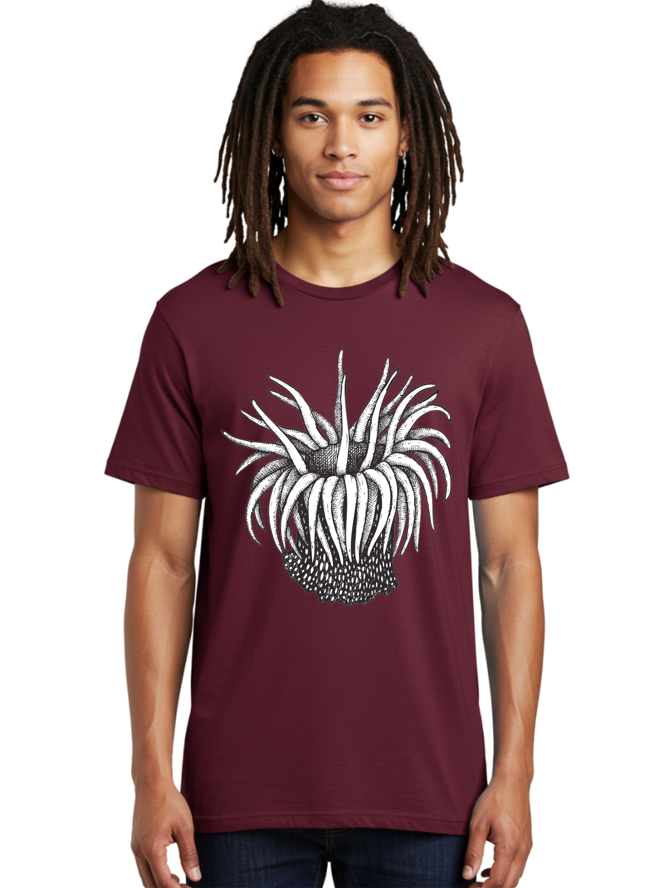 Dandelion Men'S Graphic Tee, 100% Cotton, Comfortable Casual Summer Wear, Machine Washable, Thistle Flower, Wildflower, Black And White Illustration, Botanical Art, Floral Design, Intricate Details, Spiky Petals Aad692